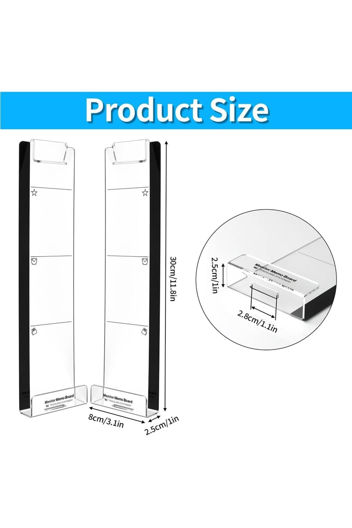erorex-Computer Monitor Memo Board Set Of 2 Left And Right Multifunction Clear Acrylic Message Reminder 6
