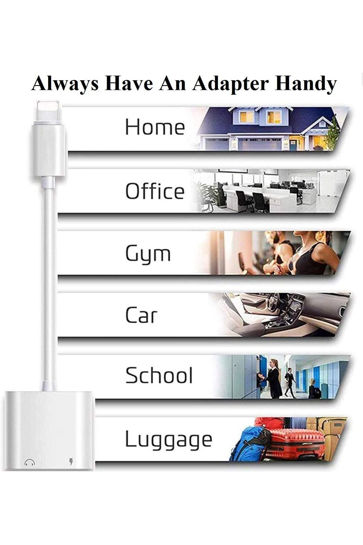 erorex-محول وموزع لايتنينج مزدوج 2 في 1 لأجهزة iPhone ومحول سماعة الرأس وكابل الشاحن والموزع 7