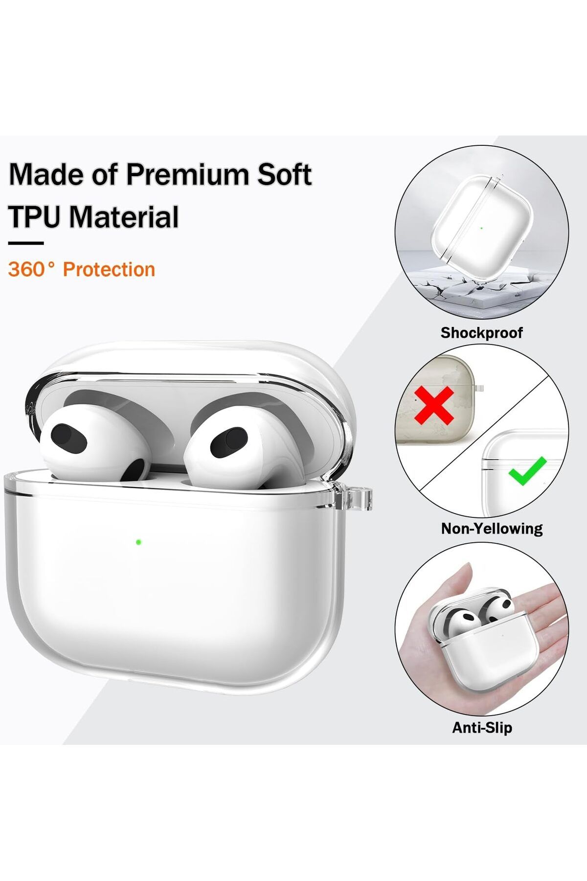 erorex-جراب متوافق مع جراب Samsung Galaxy Bud 3 Pro Buds3 جراب غطاء مشبك قفل شفاف مع سلسلة مفاتيح 5