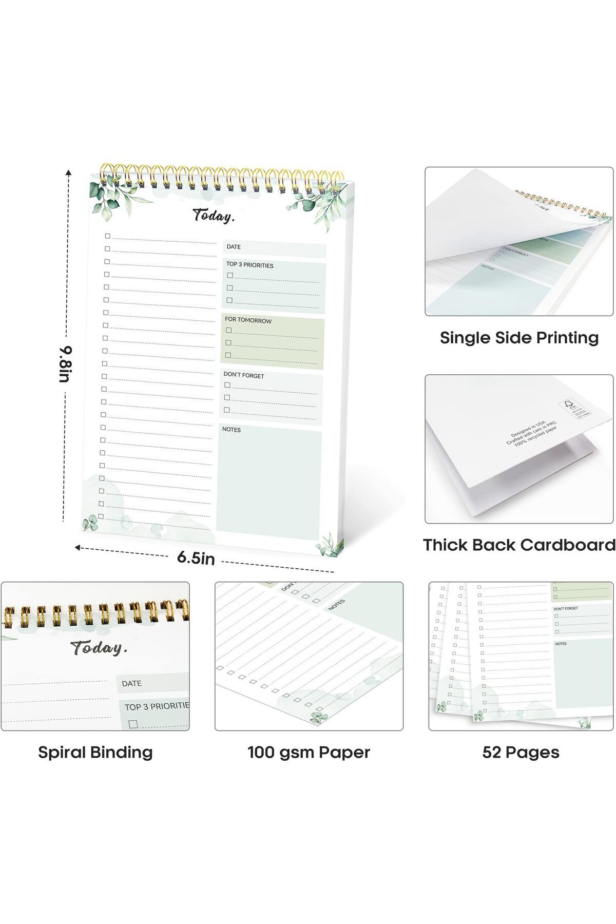 erorex-Undated To Do List Notebook For Work Home And School 52 Sheets Reusable Task Planner With Tear Off 6