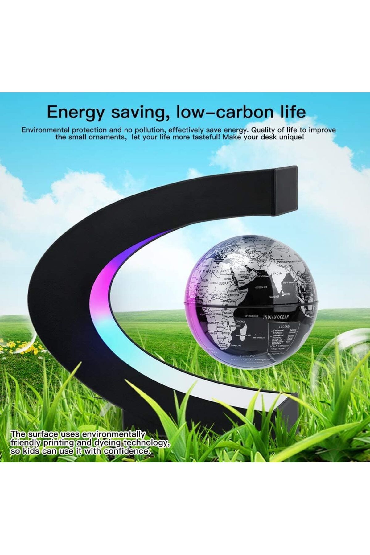 erorex-خريطة العالم العائمة المغناطيسية مع إضاءة LED، أدوات رائعة، ديكور عائم 5