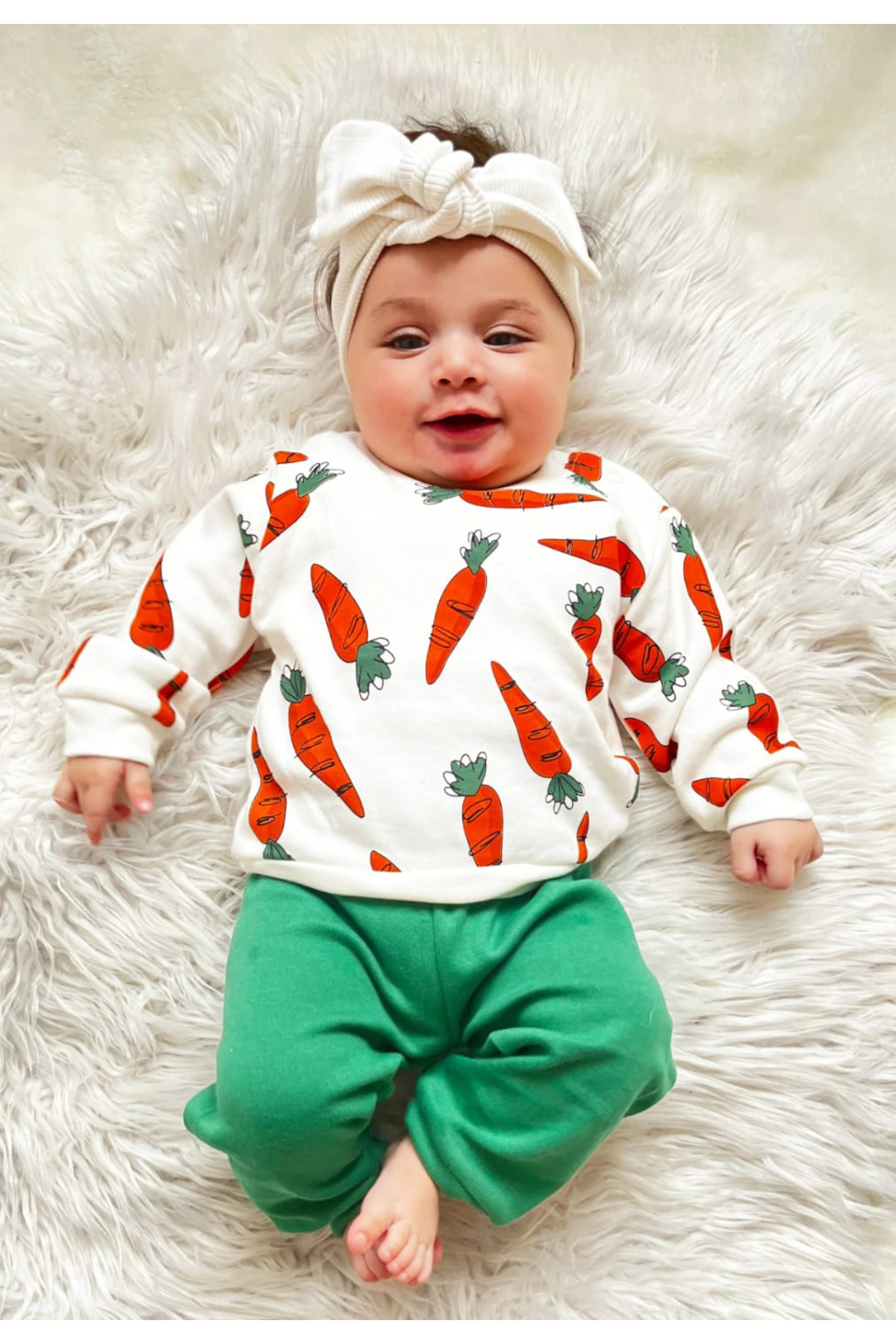 PEAR BABY Bisiklet Yaka Havuç Detaylı Bebek Alt Üst Takım fotoğrafı 3 (önizleme)