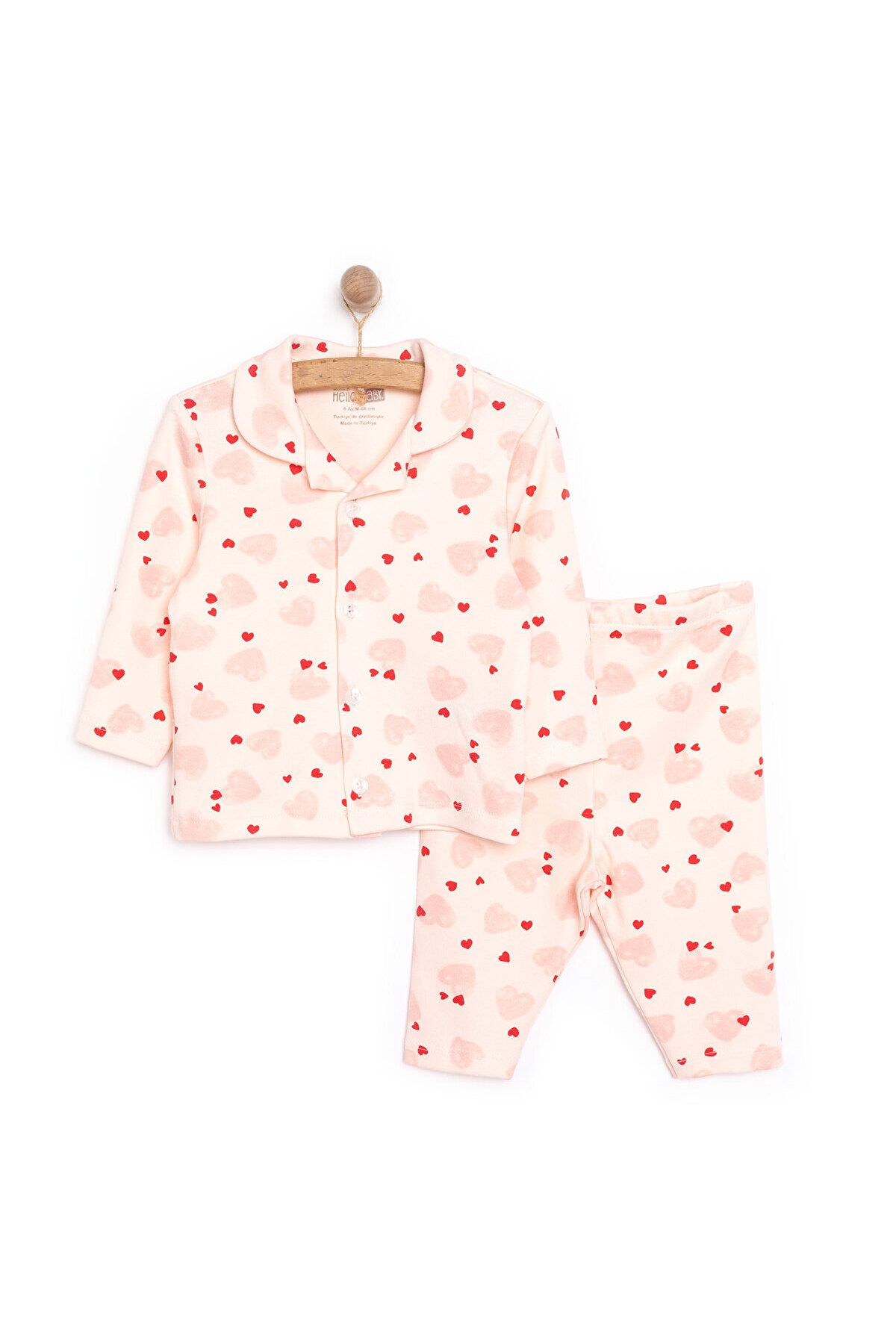 ست لباس خواب نوزاد دخترانه طرح قلب یقه پیراهن HelloBaby ebebek Hello Baby