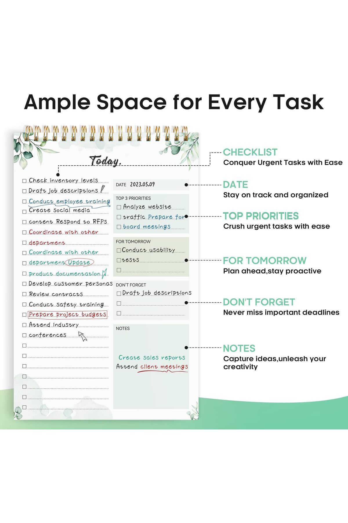 erorex-Undated To Do List Notebook For Work Home And School 52 Sheets Reusable Task Planner With Tear Off 4