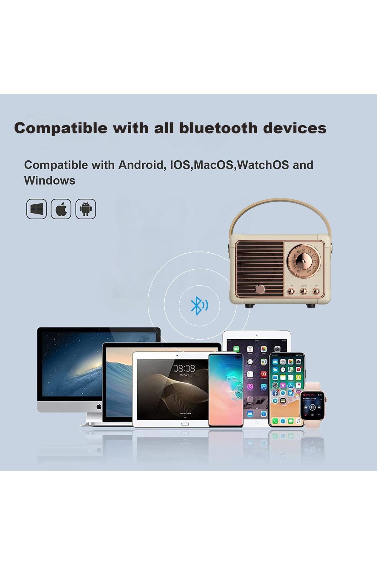 erorex-مكبر صوت موسيقى لاسلكي صغير يدعم مكالمات الهاتف المحمول عبر USB لاسلكيًا مع USB وAUX 4