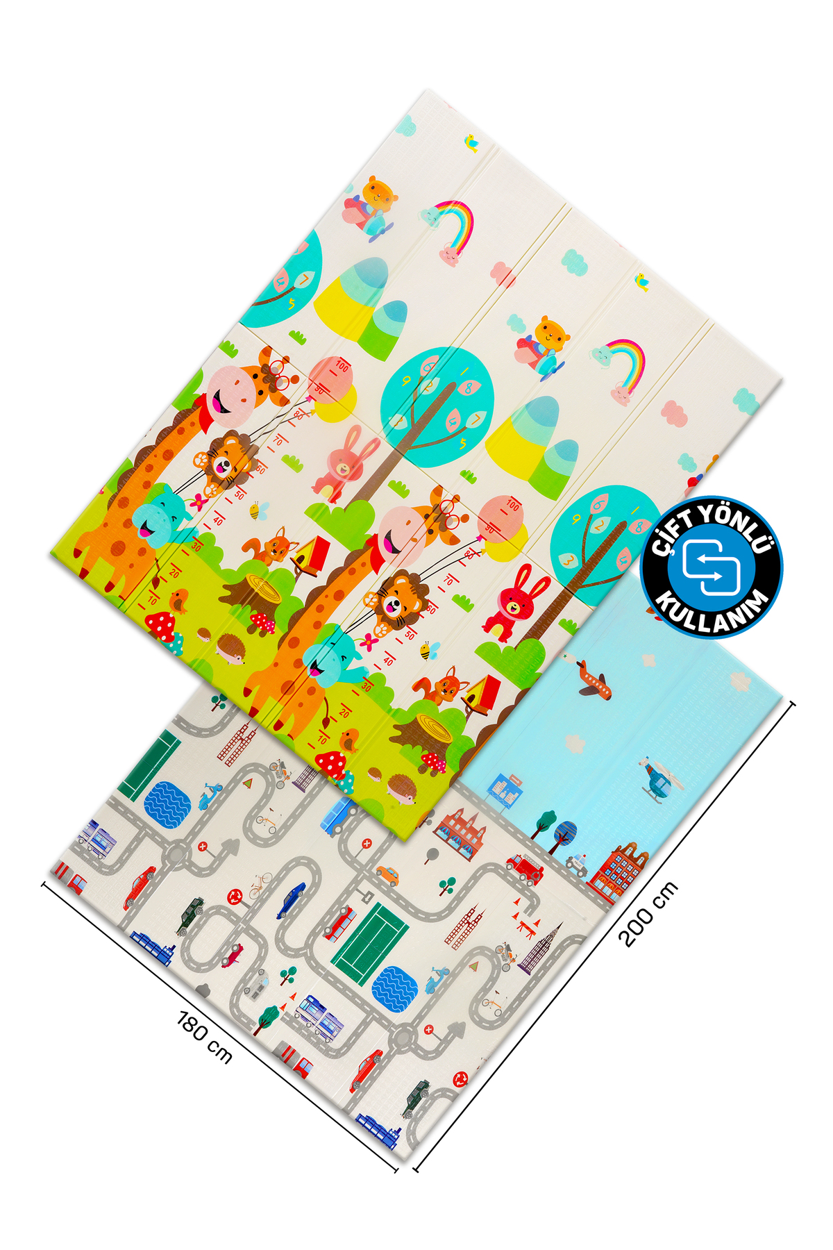 Circle Toys Neşeli Zürafa+Taşıtlar,Katlanabilir Çocuk Oyun Halısı–Ekstra Large-180X200X1 cm-Taşıma Çantalı fotoğrafı 2 (önizleme)