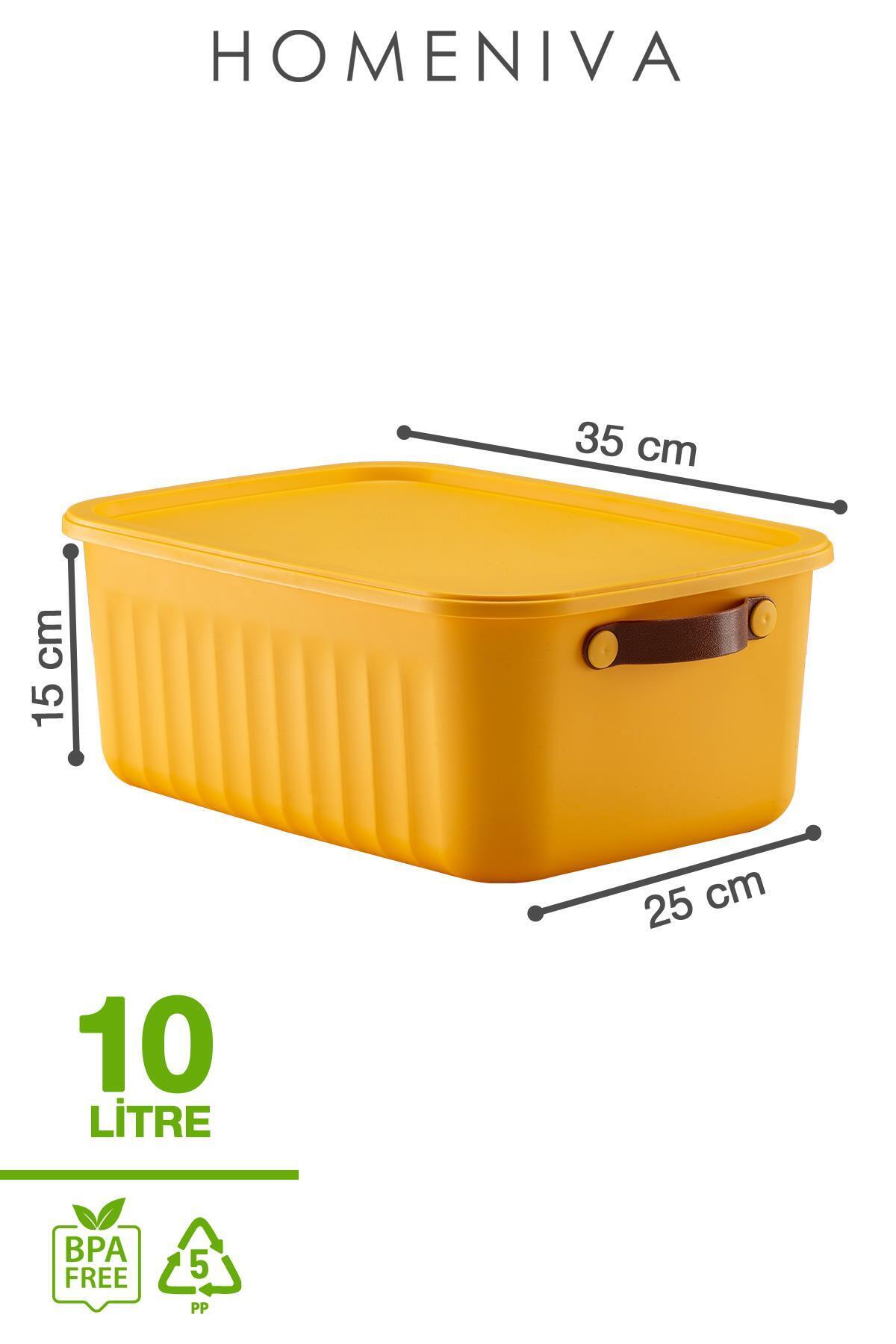 HOMENIVA-3 Pieces 10 Lt Multi-Purpose Organizer Box with Lid, Decorative Storage Box 3