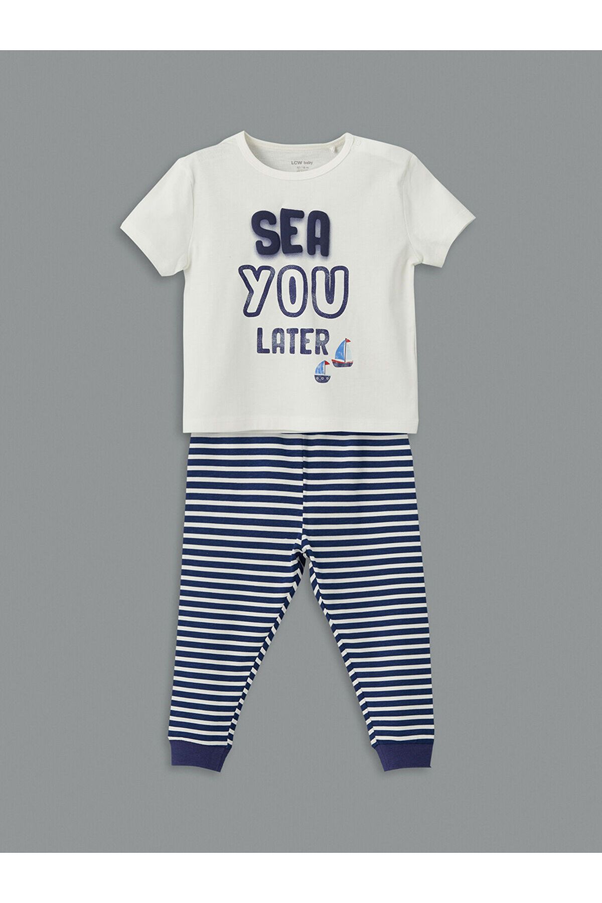 LC Waikiki LCWK Bisiklet Yaka Baskılı Erkek Bebek Pijama Takımı