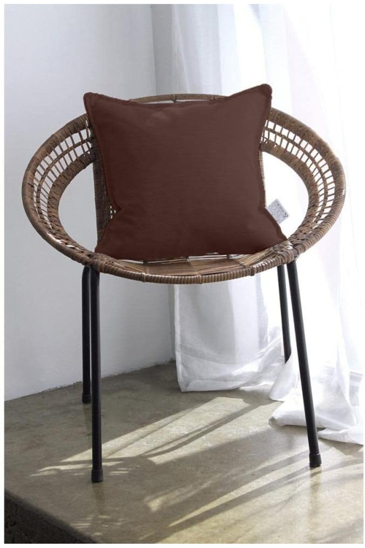 erorex-Linen Square Decorative Cushion Microfiber Filler 45 * 45 Brown Am.102060400276 Kun 3