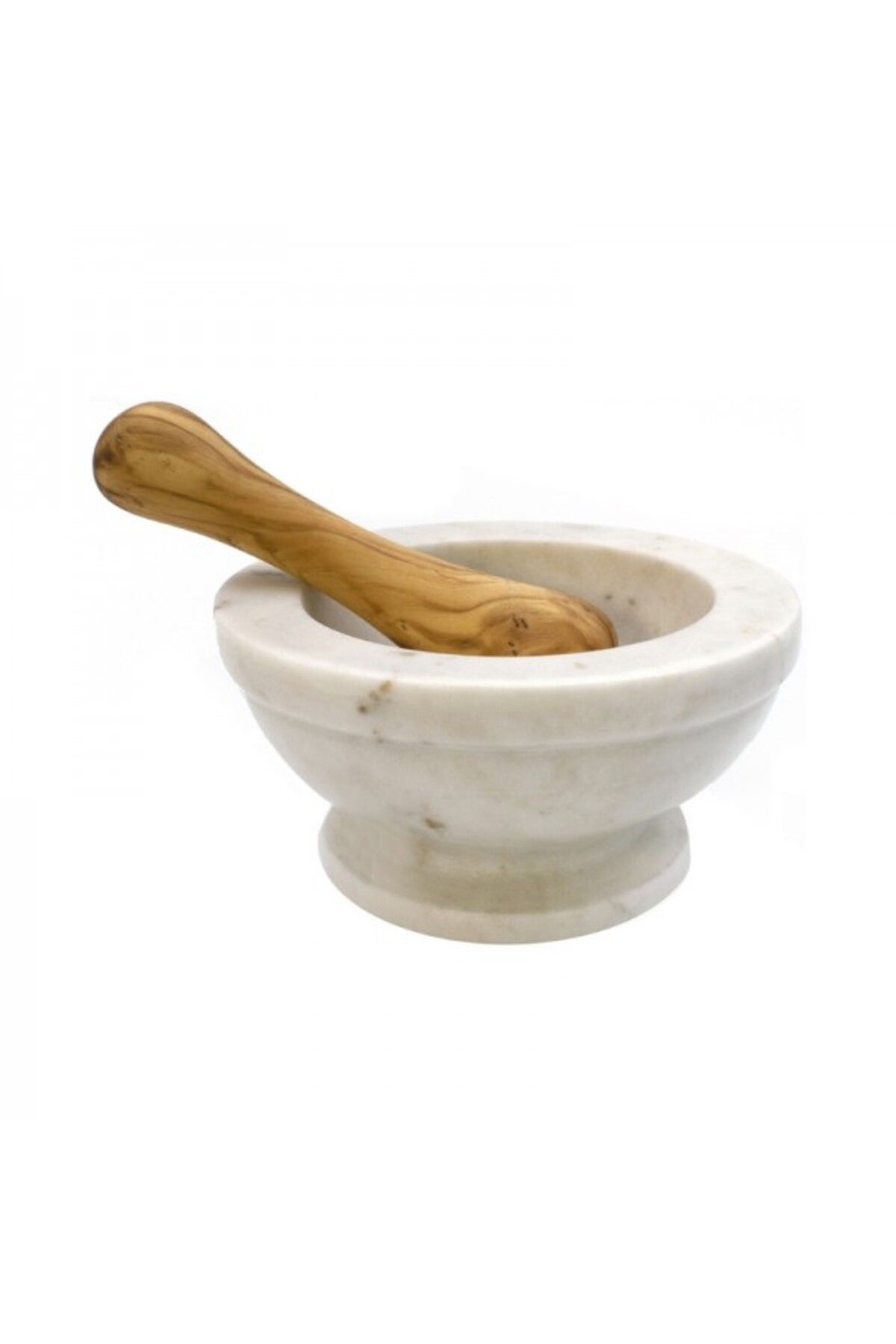 Bisetti Mojar Din Marmura Alba Cu Pistil Din Lemn De Maslin, Tigullio, 14 Cm Diametru - One Size