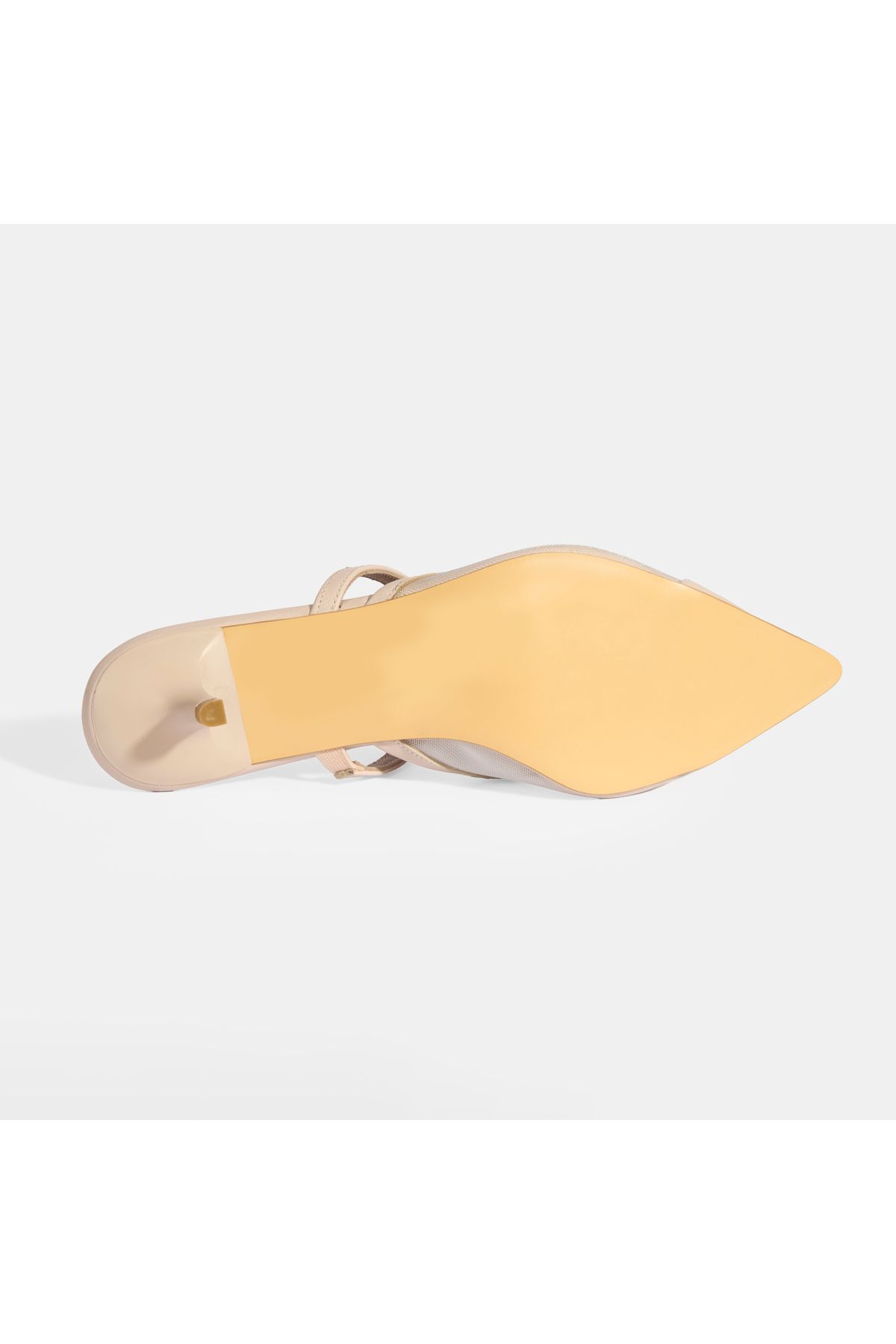 Desa-Women's Cream Mesh Leather Heeled Slippers 4