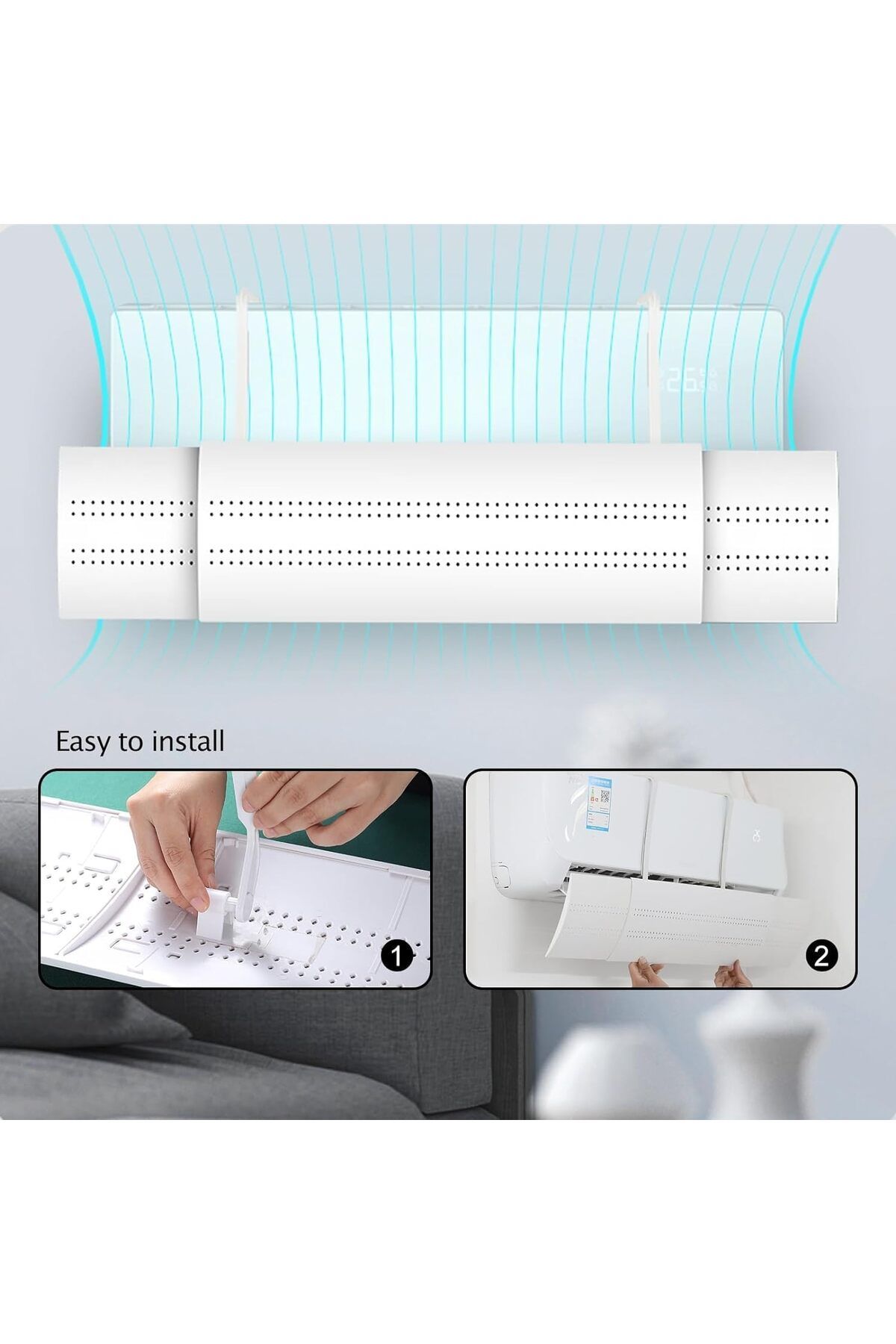 erorex-Split Ac Adjustable Flow Deflector Air Flow Deflector Length 60 125 Cm Width 20 Cm Wind Shield 6