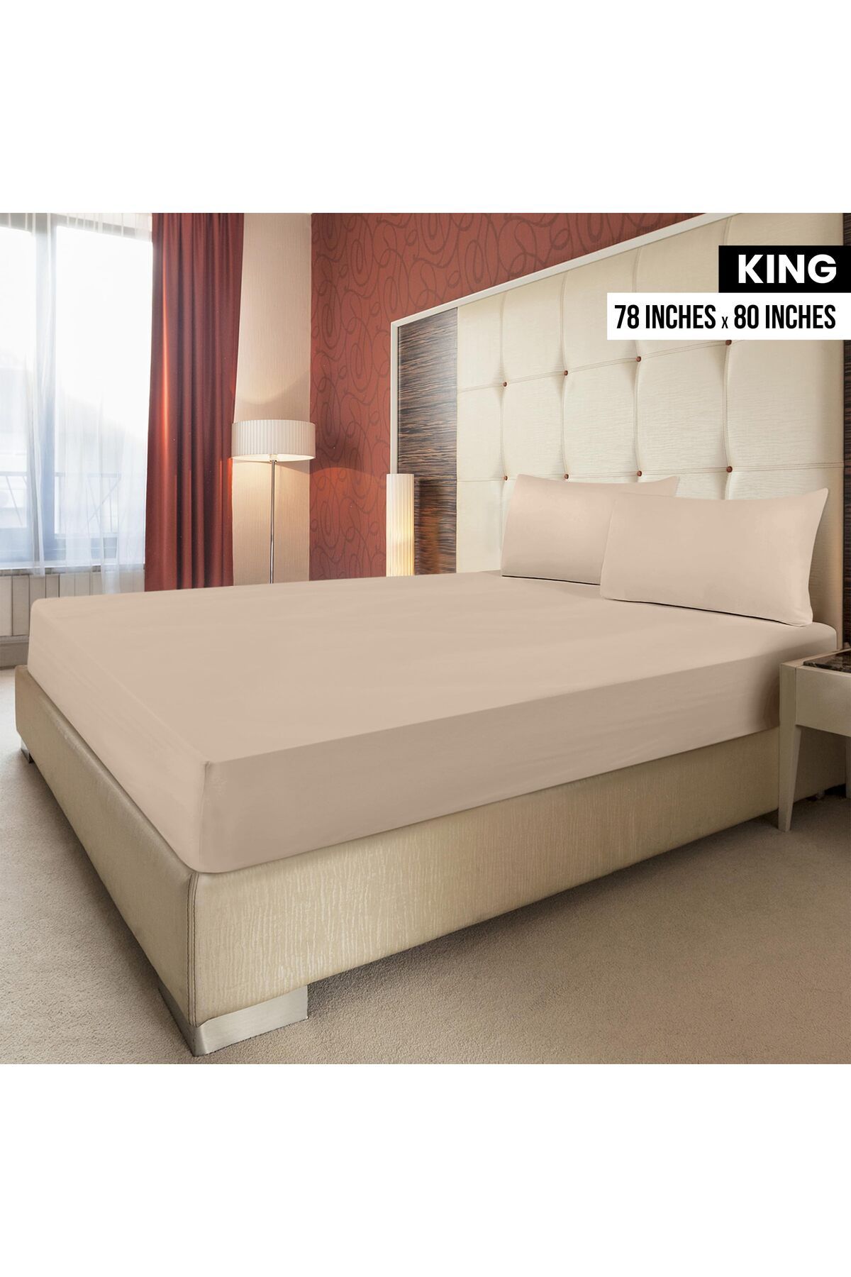 erorex-King Fitted Sheet Bottom Sheet Deep Pocket Soft Microfiber Shrinkage And Fade Resistant Easy Care 1 2