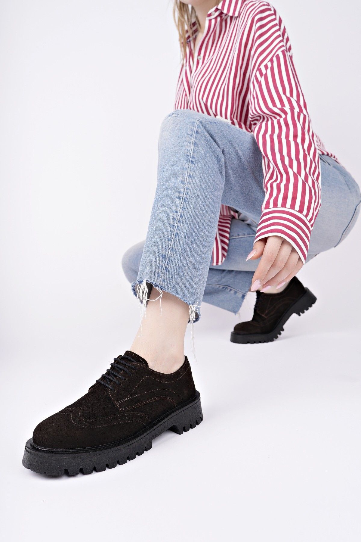MUGGO-Amour Lace-Up Genuine Leather Thick Sole Daily Casual Moccasin Women's Loafer Shoes 8