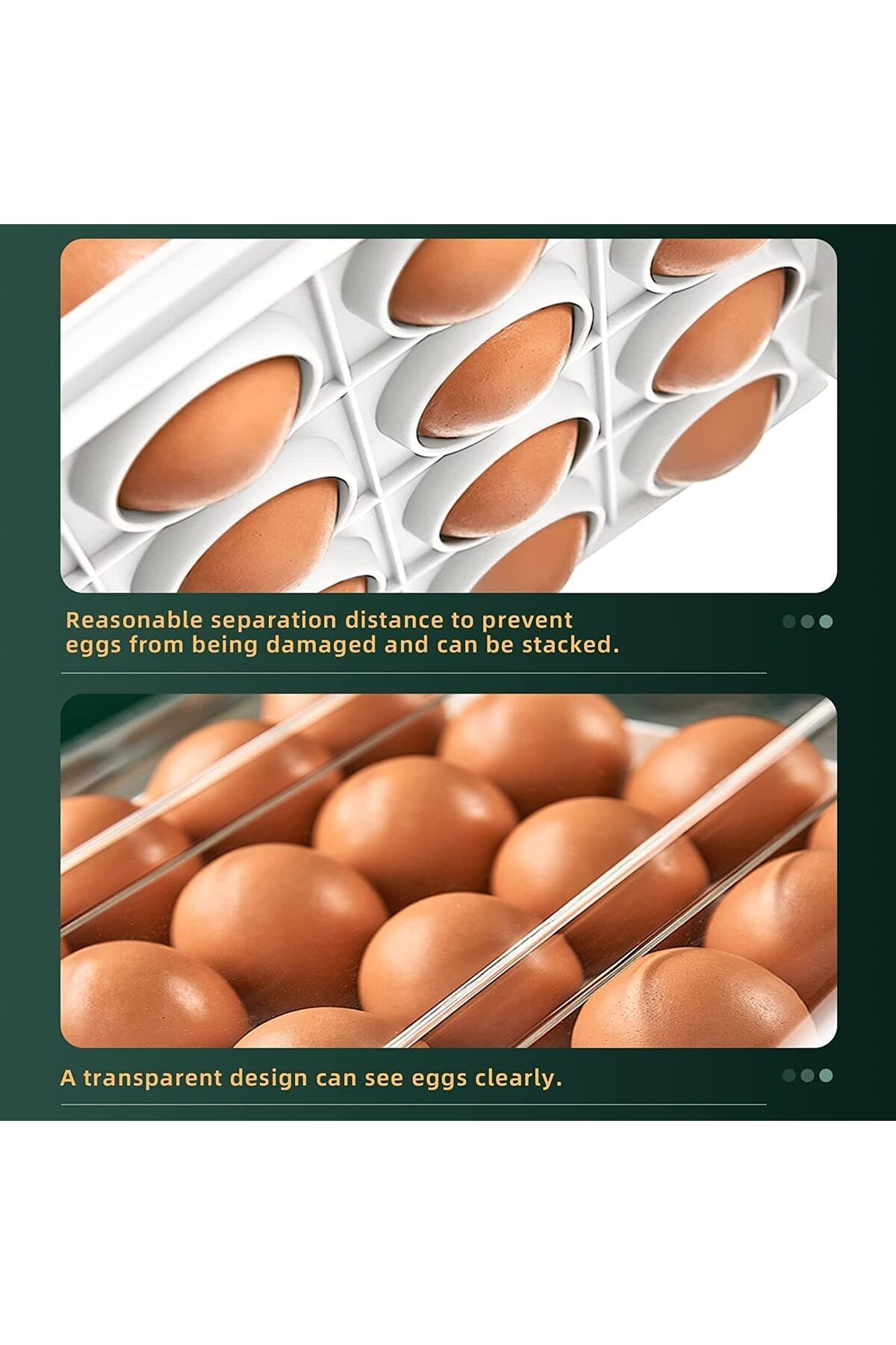 erorex-32 Grid Egg Container For Refrigerator Double Layer Egg Holder Egg Tray Stackable Clear Egg 3