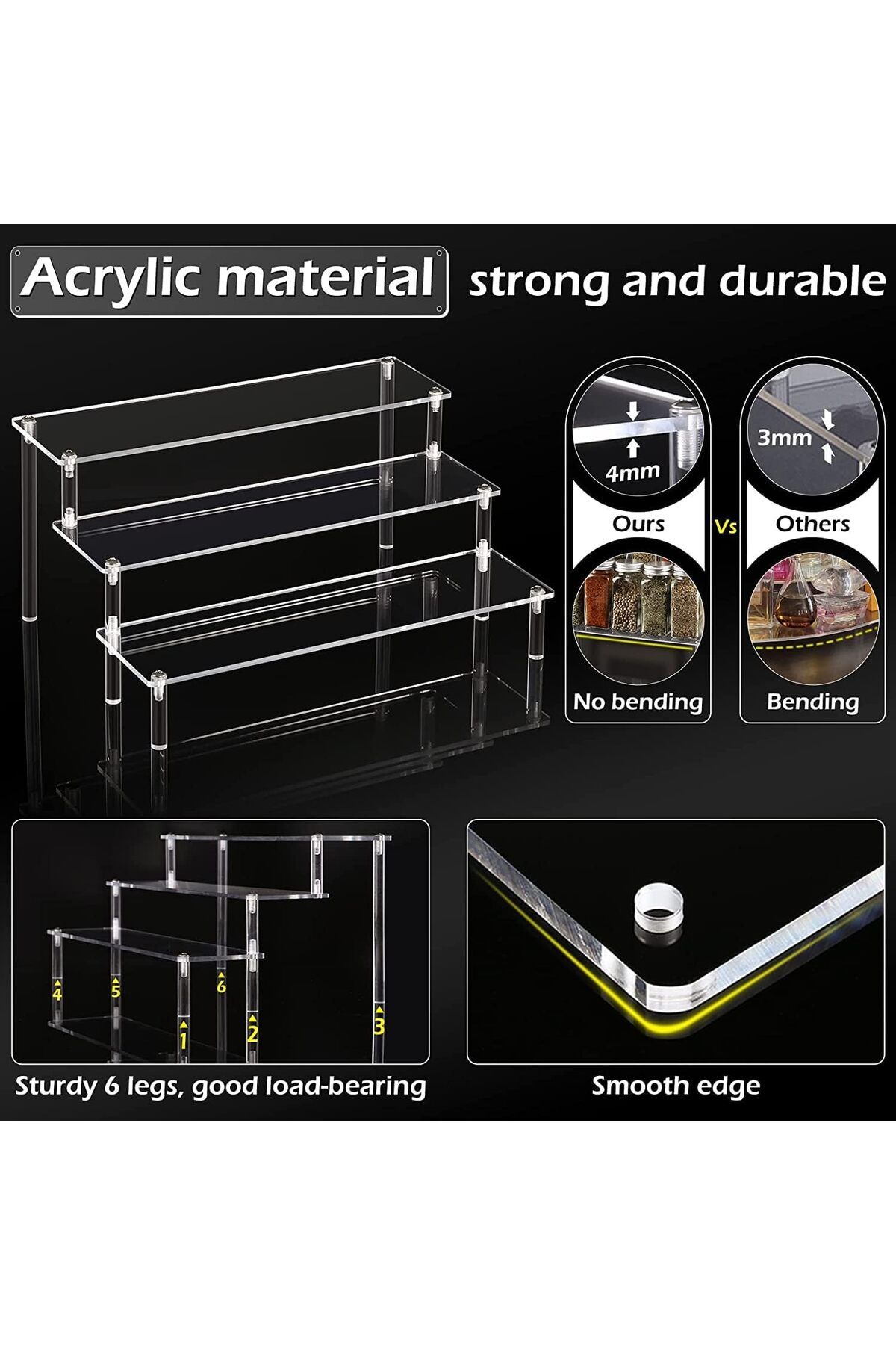 erorex-Acrylic Riser Display Shelf Clear Acrylic Display Riser Shelf For Pop Figures Tiered Display Stand 5