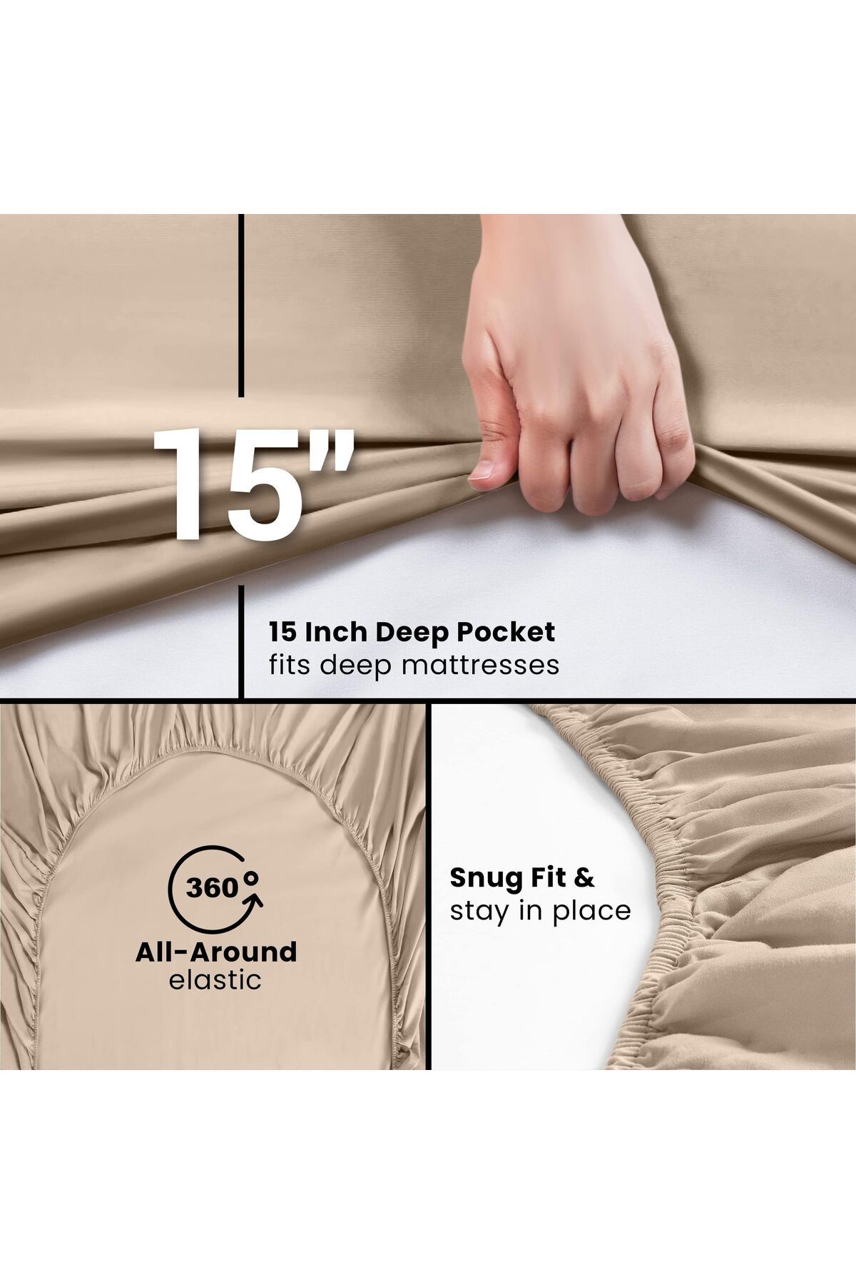 erorex-King Fitted Sheet Bottom Sheet Deep Pocket Soft Microfiber Shrinkage And Fade Resistant Easy Care 1 5