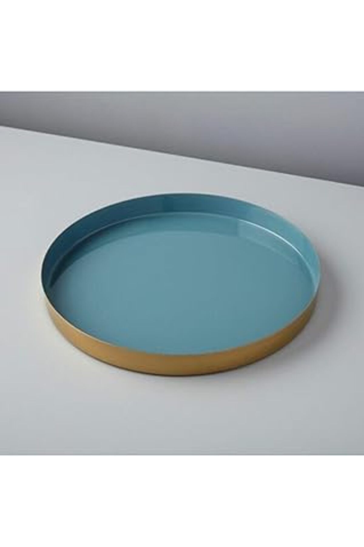 Mu Art Be Home Mat Altın Mavi Tepsi Çap 38 X 3 Cm