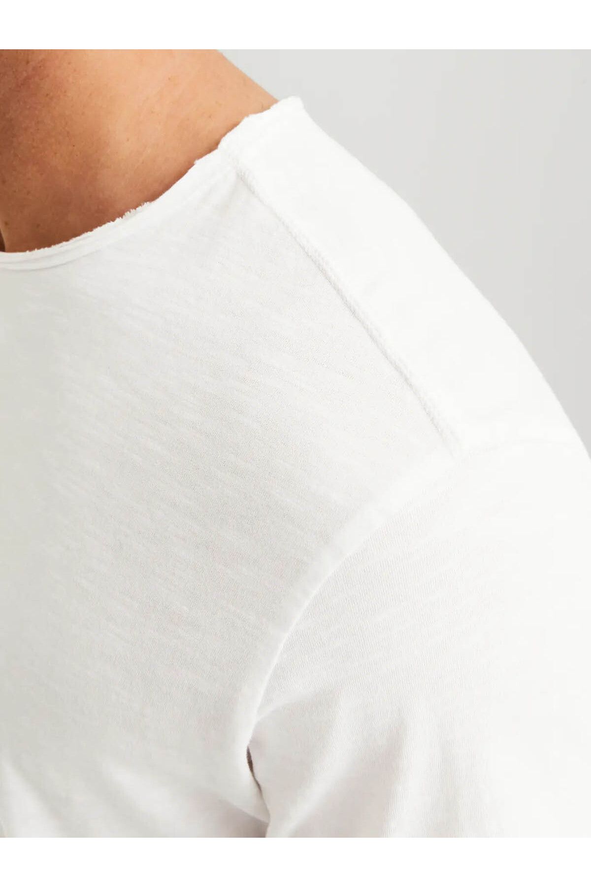 تی شرت سفید مردانه Jack & Jones نخی ارگانیک جک جونز وایت 12182498 Jack & Jones