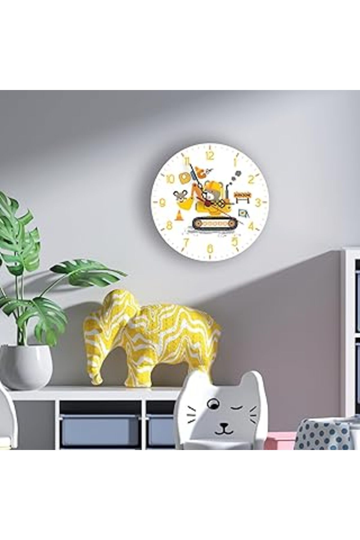 Pazarcan Bebek Çocuk Odası Öğretici Sessiz Akar 28Cm Duvar Saati Uv Dijital Baskı Saat Mdl0014