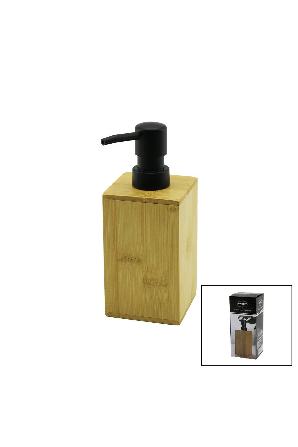 STOREMAX buxystorem KARE AHŞAP BAMBU SIVI SABUNLUK SİYAH PLASTİK POMPA 7 X 7CM - Y: 12CM trendymx 9996