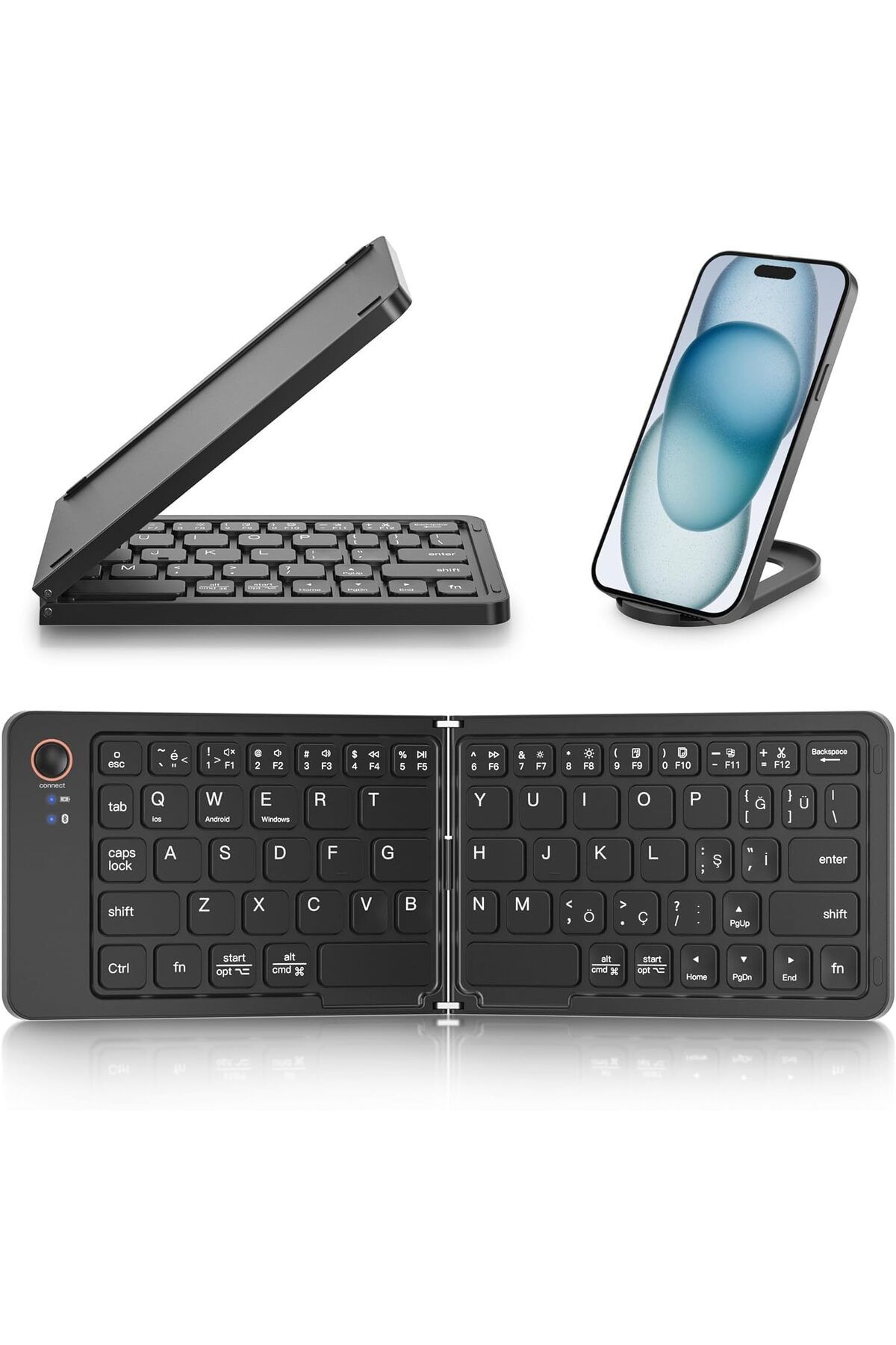 STOREMAX bystoreby Mini Katlanabilir Bluetooth Klavye Taşınabilir ve Telefon Standı iPhone ile uyumlu iPad