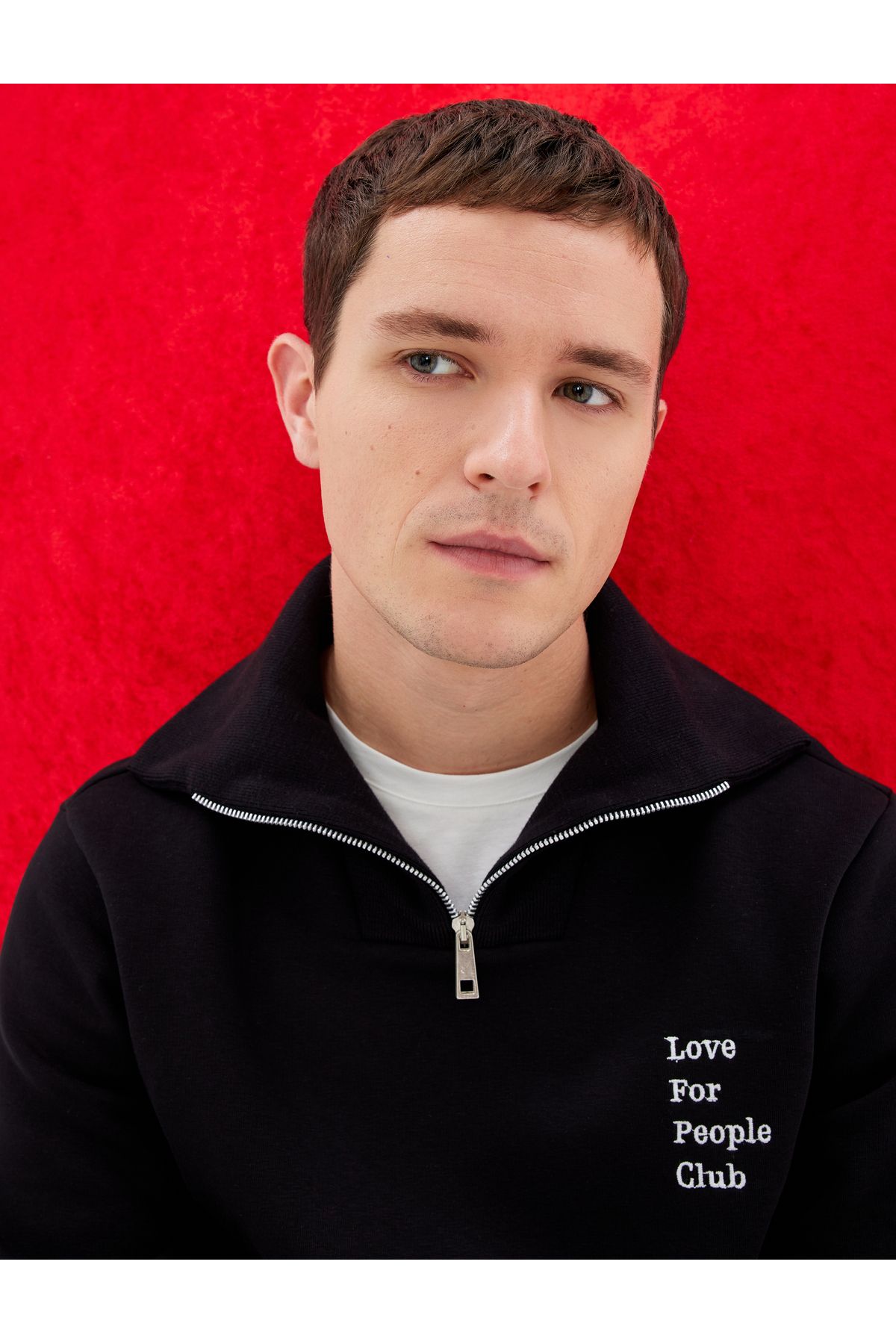 Koton Yeni Sezon Uzun Kollu İşlemeli İnterlok Kumaş Yarım Fermuarlı Sweatshirt