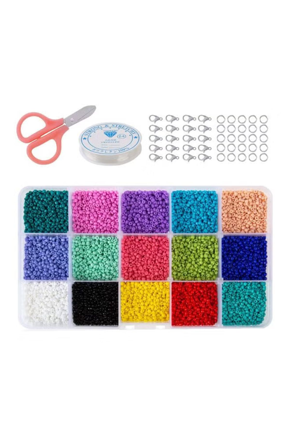 fulina-1500-Piece Jewelry Making Glass Beads Set,for Letter Beads and Plastic Apparatus 1