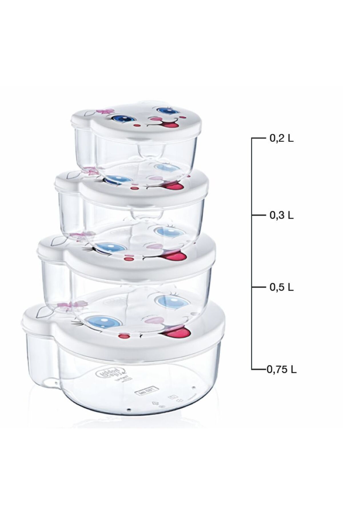 HOBBY LİFE-Zoo Set of 4 Cat Patterned Storage Containers - Bpa Free 1