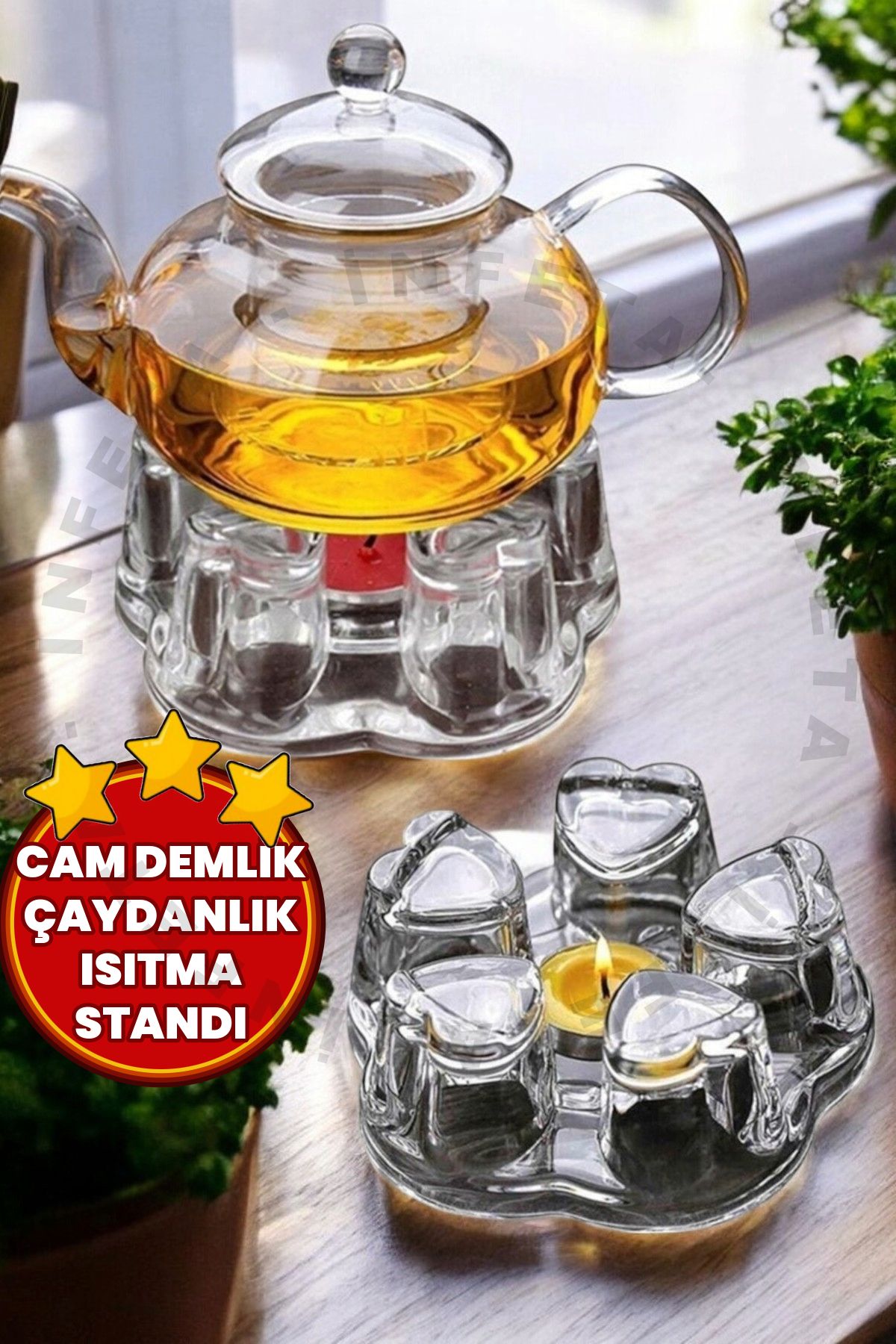 İnfeta Cam Isıtma Standı Çaydanlık Demlik Isıtma Aparatı