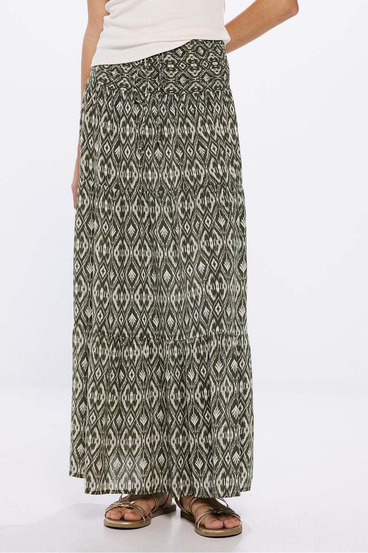 Springfield-Midi Skirt With Elastic Waist 4