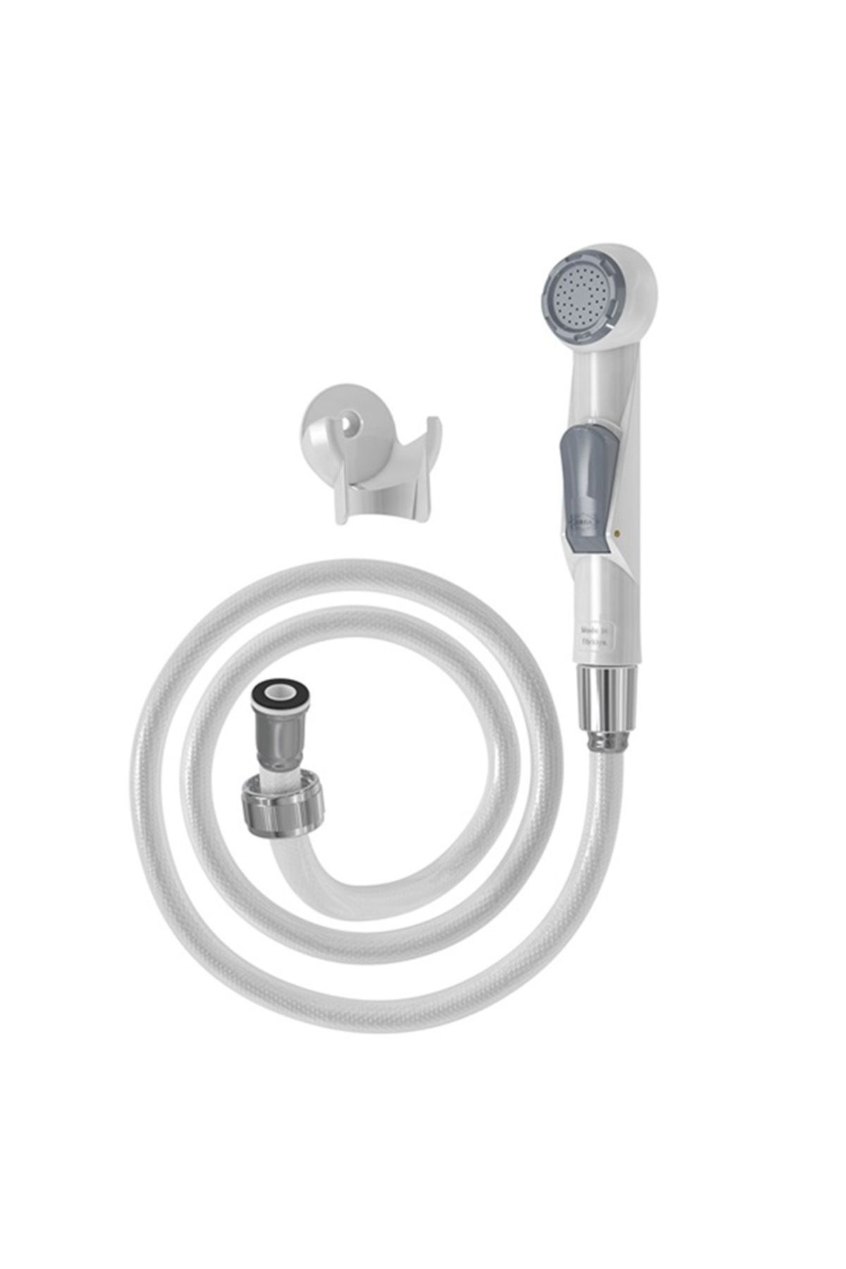 MEGA Dus Igienic De Mana, Cu Furtun Alb Plastic 120cm, Buton Actionare In Partea Interioara - One Size