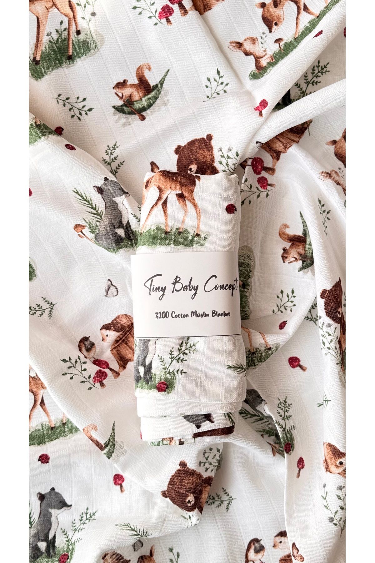 Tinybabyconcept-100% Cotton Muslin Baby Blanket Single Layer Breathable Soft Patterned Cover 90X90 cm 6