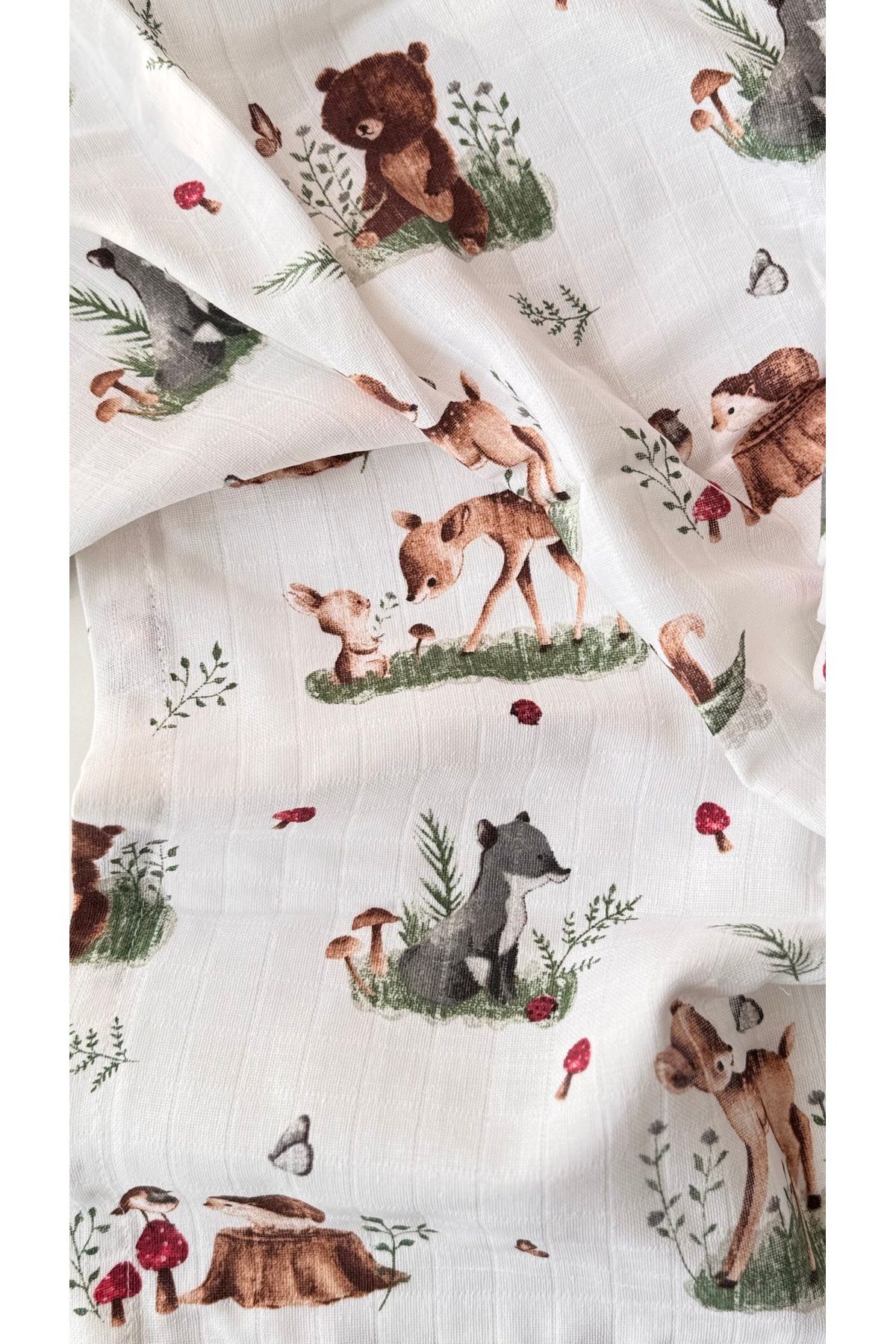 Tinybabyconcept-100% Cotton Muslin Baby Blanket Single Layer Breathable Soft Patterned Cover 90X90 cm 2
