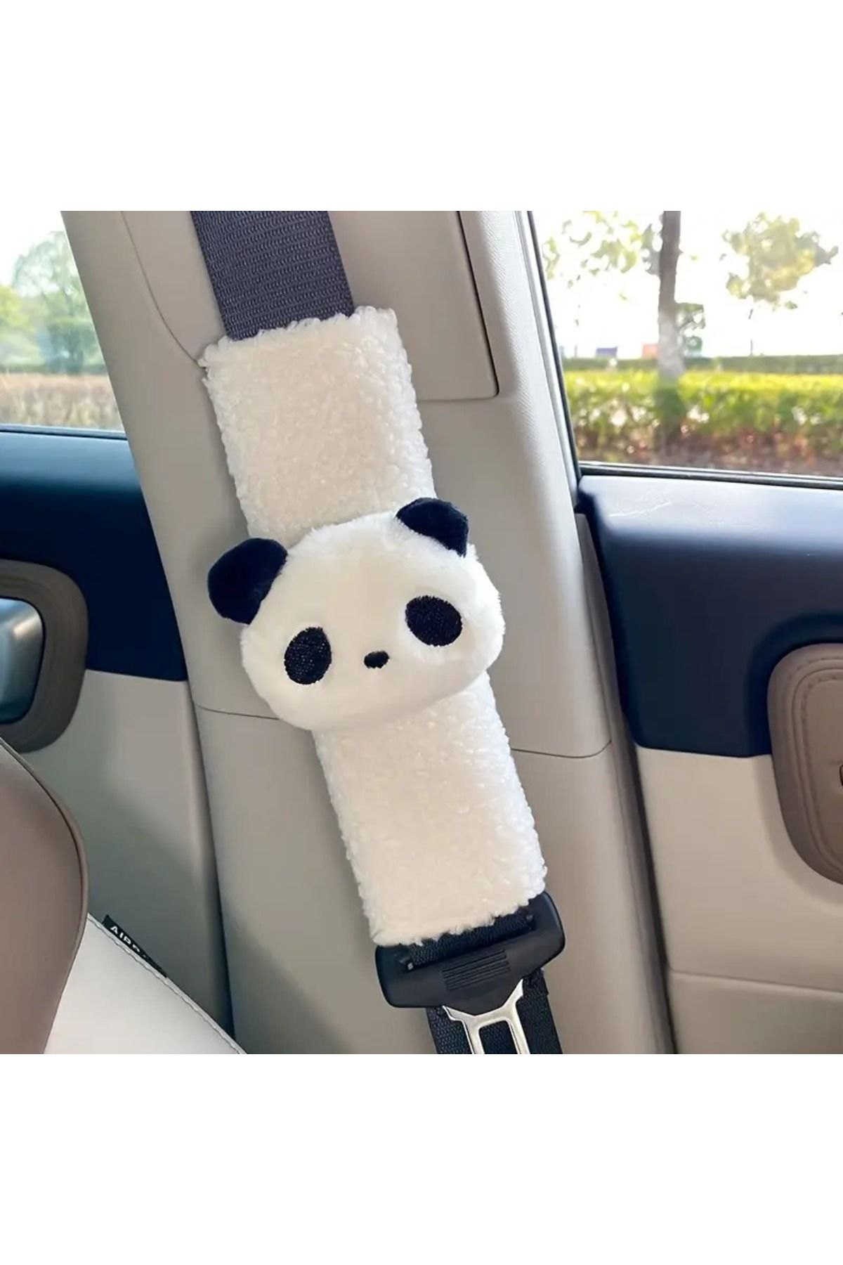 Dodemert Home Panda Peluş Polyester Araba Koltuk Kemeri Kılıfı & Yumuşak Keten Omuz Koruyucu 1 ADET