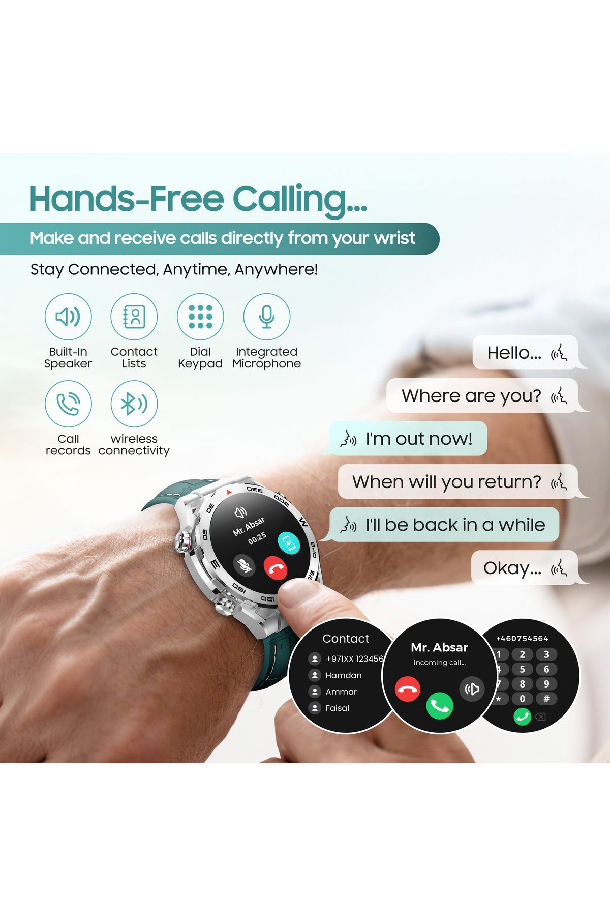 Swiss Military-DOM3 Smartwatch- 1.43" AMOLED, Bluetooth Calls, HR/BP/O2 Monitoring, Wireless Charging, IP67-Green 4