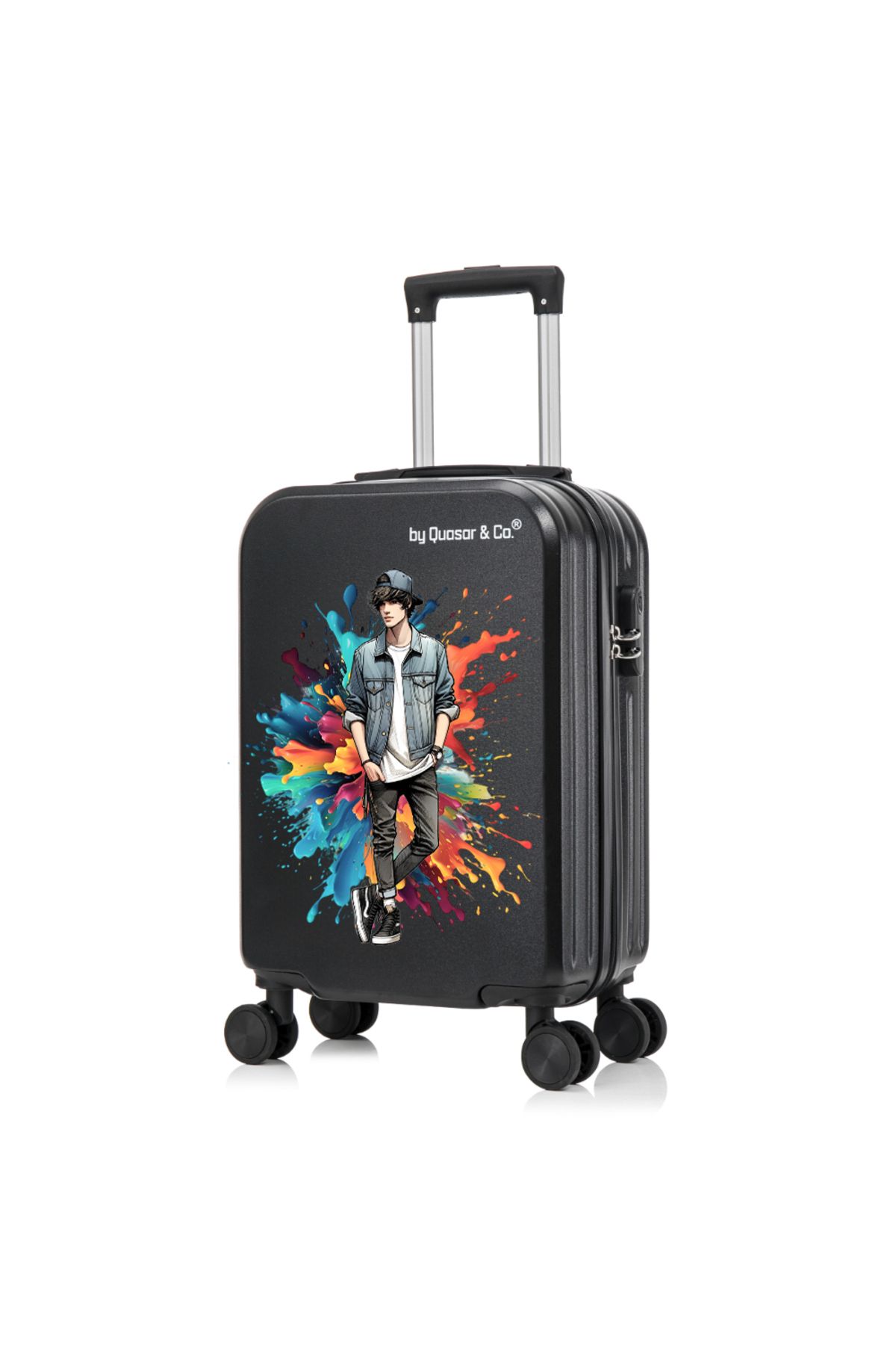 Quasar & Co.-Cabin trolley, Quasar & Co.®, Max model, lock, 4 360 degree wheels, telescopic handle, matte black 2