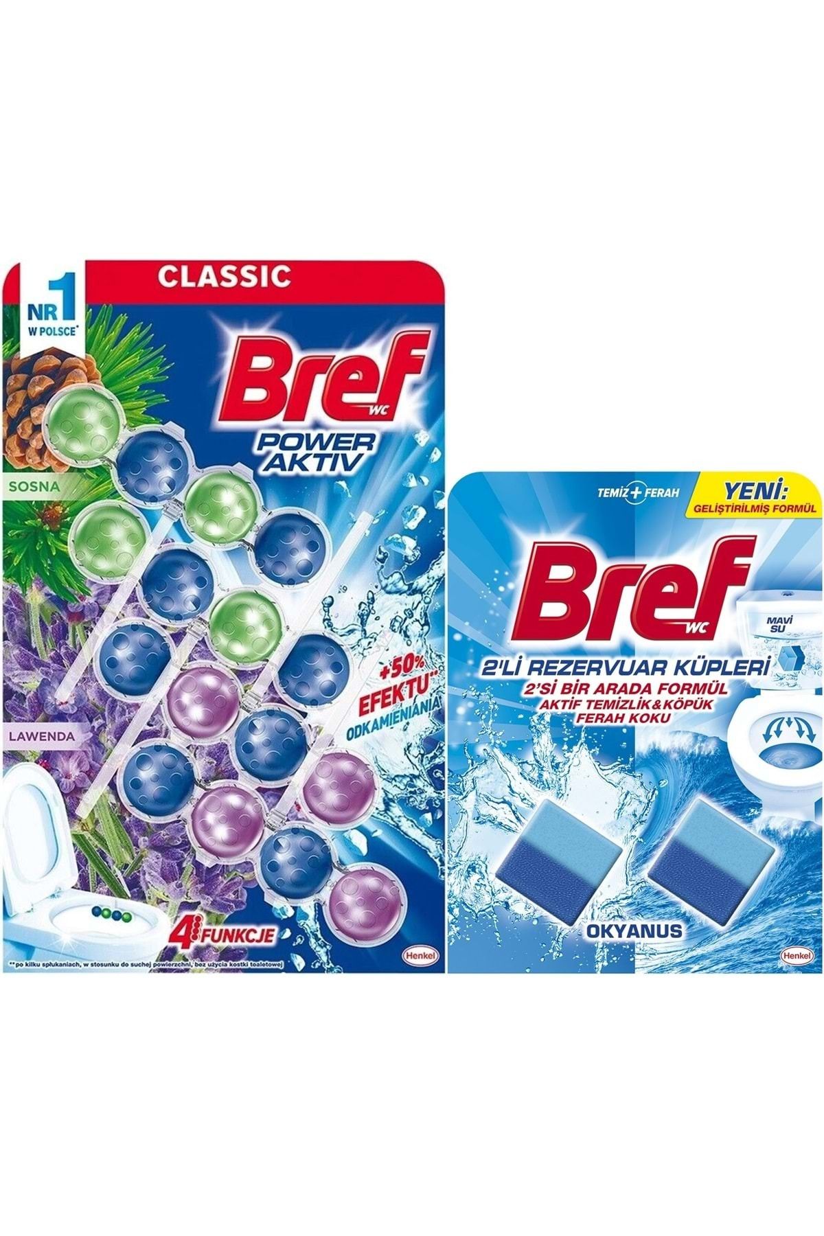 Bref Power Aktiv Klozet Bloğu Çam Ve Lavanta Kokulu - Koku Giderici Jel Küpü (KARMA 2 Lİ SET)