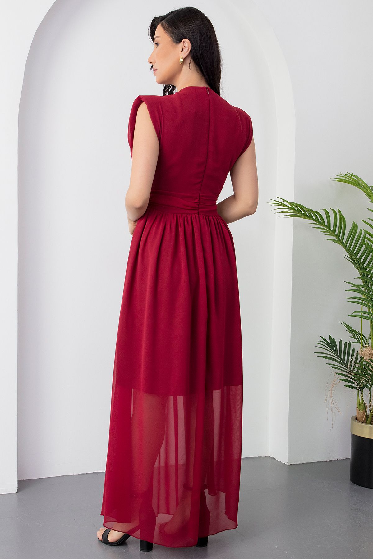 PULLIMM-Rochie din șifon cu decolteu dublu DKS1255 7