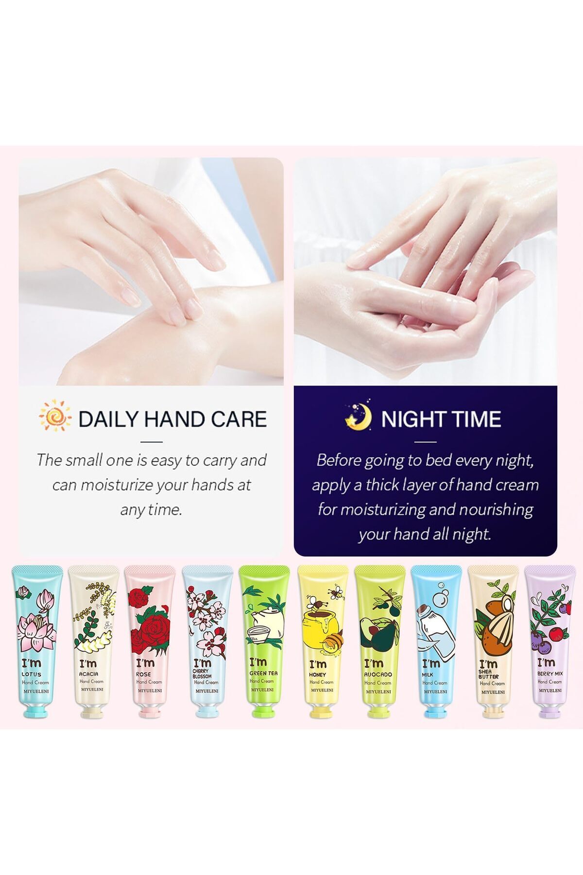 COOYA-10 Pack Hand Cream Gift Set, Natural Plant Moisturizing Hand Cream for Dry Cracked Hands 7