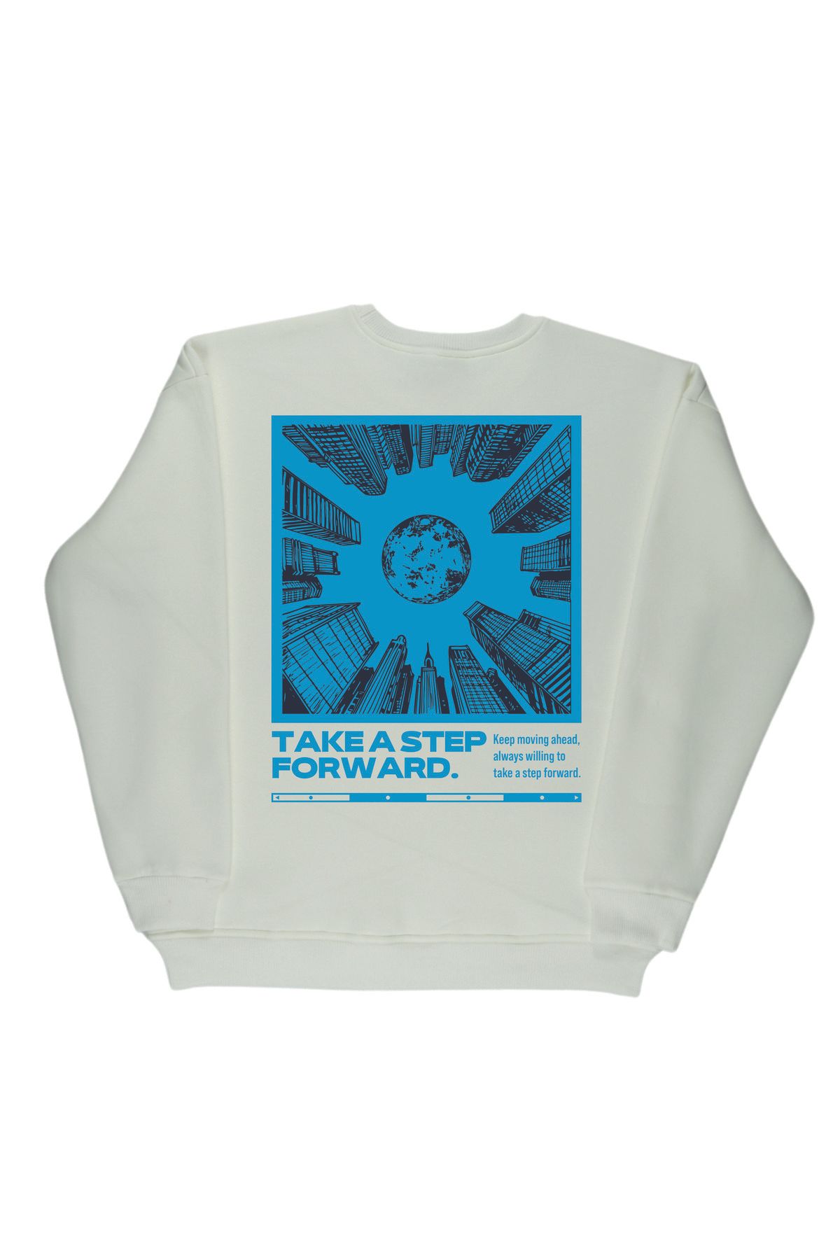 By Caspita Fashion Lenithra Take a Step Forward Sırt Baskılı Unisex Oversize Beyaz Sweatshirt