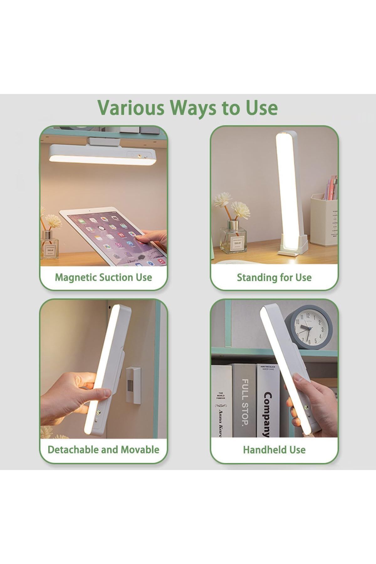 COOYA-LED Strip Light with Motion Sensor Wireless Rechargeable Bottom with Remote Control, White Iron 7