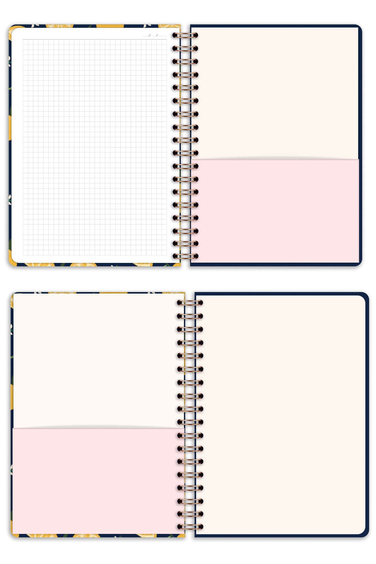 Matt Notebook-B5 17X24 cm Spiral Elastic Checkered Undated Notepad Lemon 7