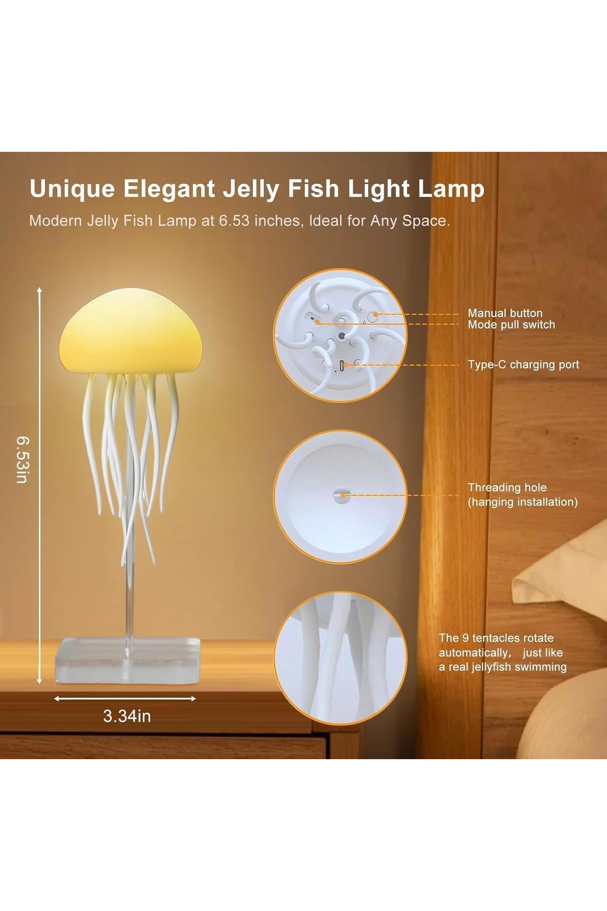 AWH Jellyfel's Dancing Jellyfish Lamp, LED Floating Voice