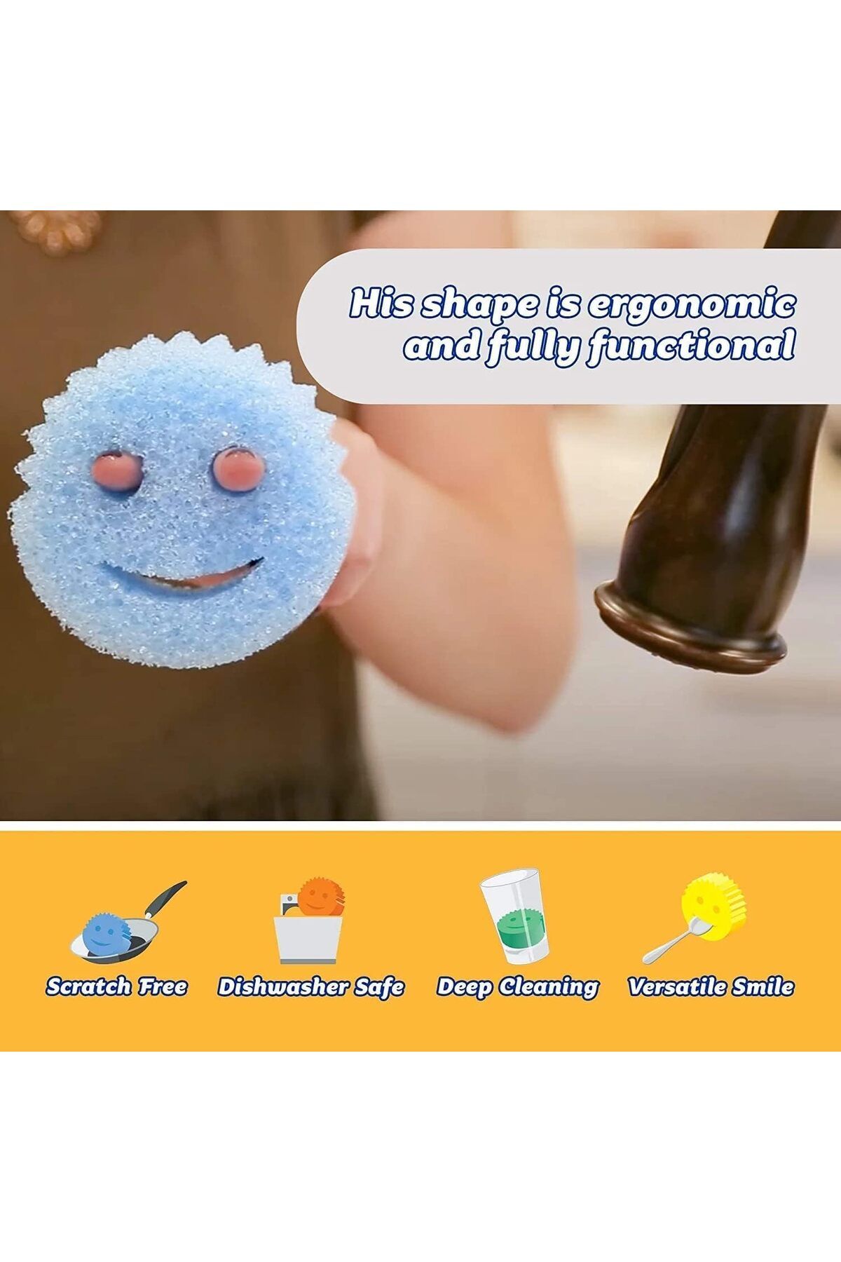 Scrub Daddy-Flextexture All Purpose Scrubber, Scratch Free, Resist Odors, Assorted, 6 Count (Combo) 3