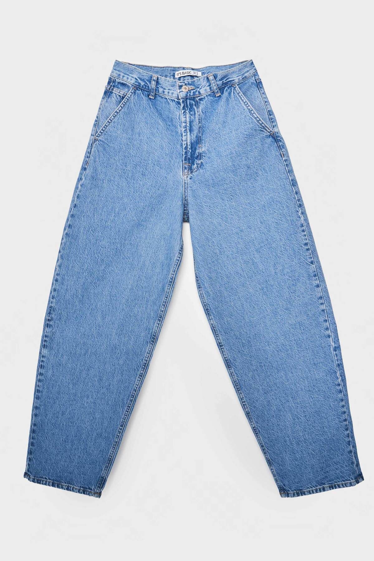its basic-Blugi de damă de culoare albastră Juniper 1S5-4 Skater Fit 100% bumbac cu croiala largi 3