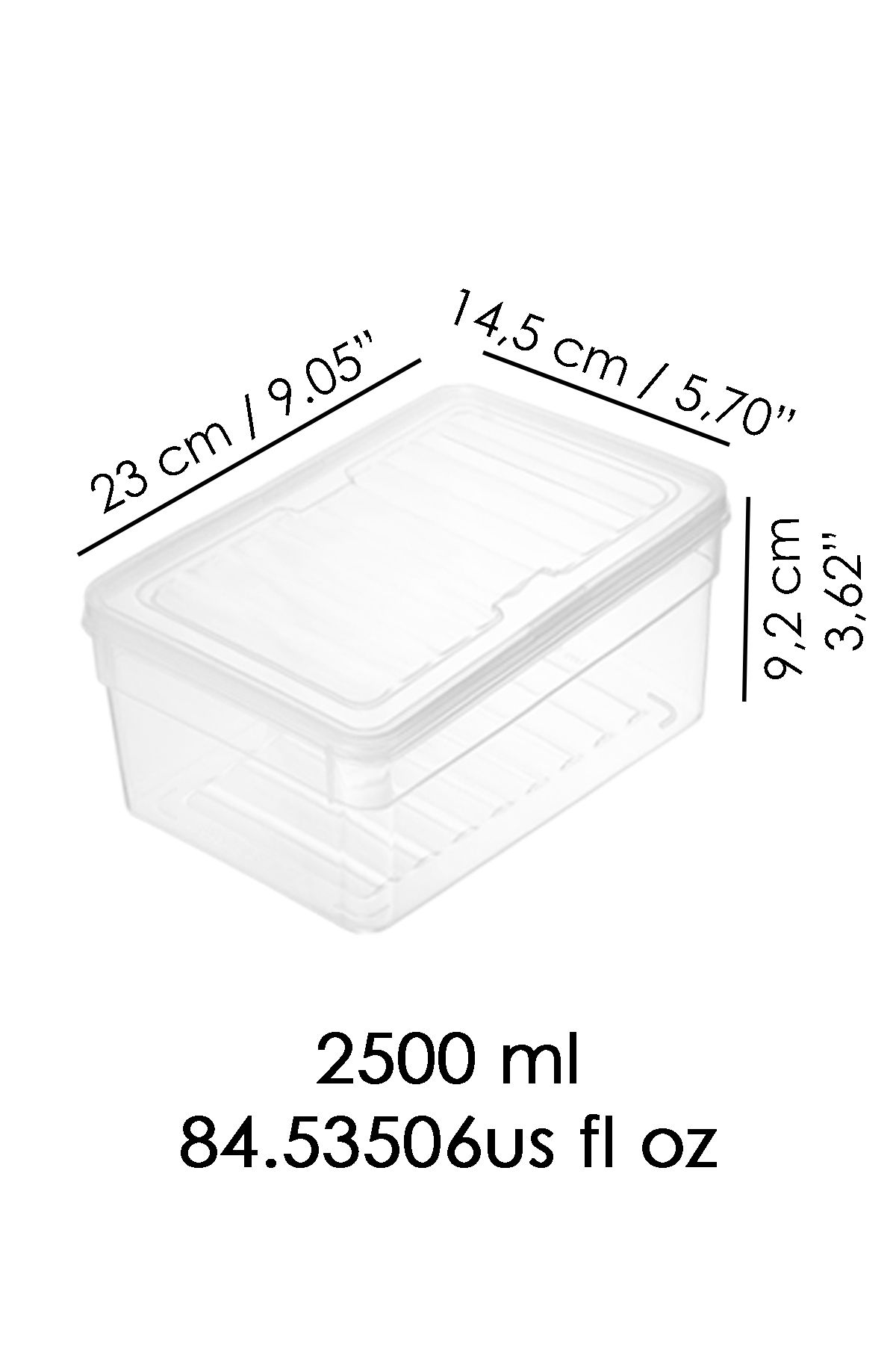 Meleni Home-Set of 2 Deep Microwave Compatible 2500ml Food Storage Containers, Transparent Lid and Organizer 3
