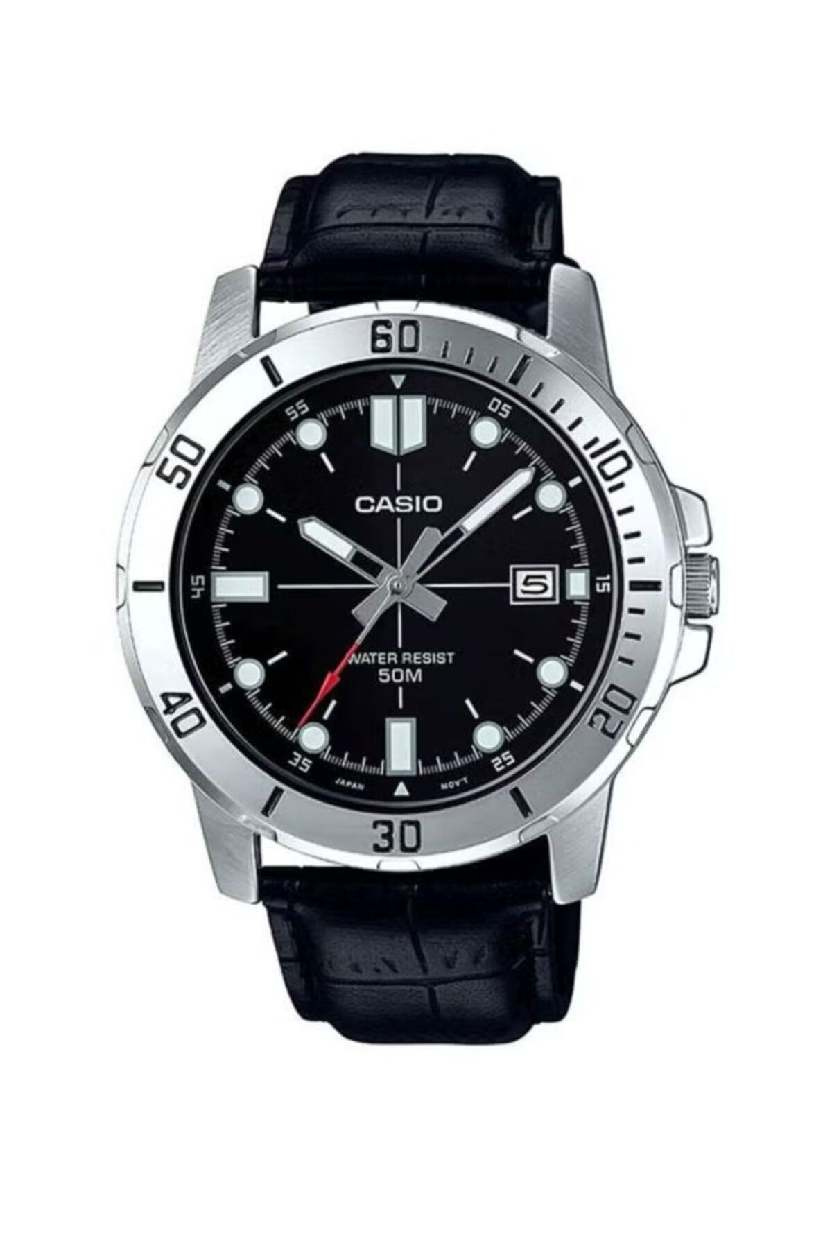 Casio-Casio Men's Analog-Digital Leather Strap Watch MTP-VD01L-1EVUDF - 45 mm - Black 1
