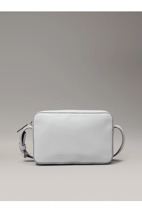 Calvin Klein Kadın Ayarlanabilir Omuz Askılı Marka Logo Baskılı Deri Gri Omuz...