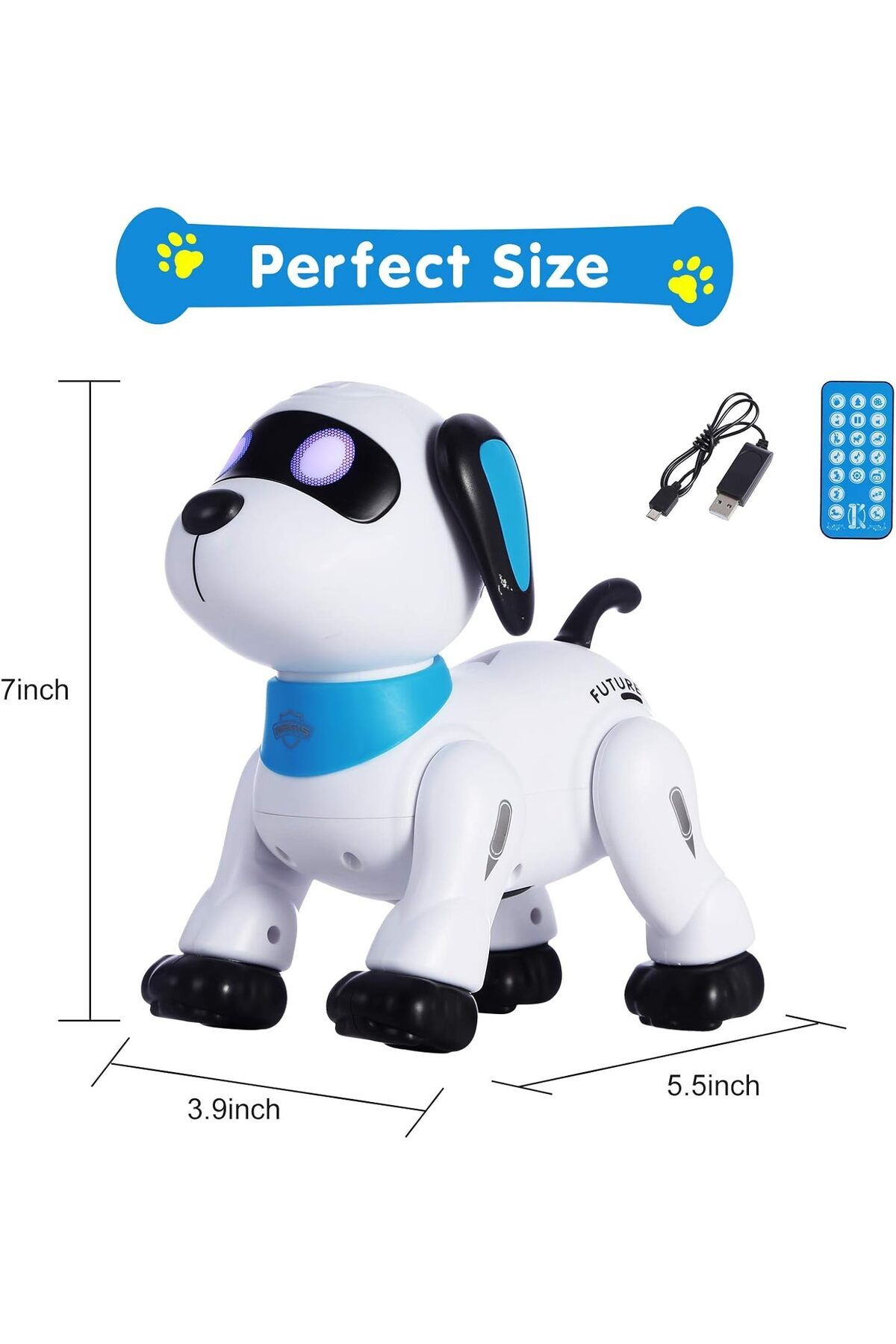 AWH-RC Robot Dog Toy, Programmable Dancing Robot with LED Eyes, Interactive Pet for Kids 4